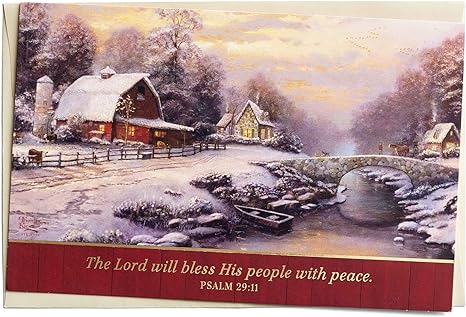 DaySpring - Thomas Kinkade - The Lord Will Bless His People - 18 Christmas Boxed Cards and Envelopes (J3159), Multi 81983719189