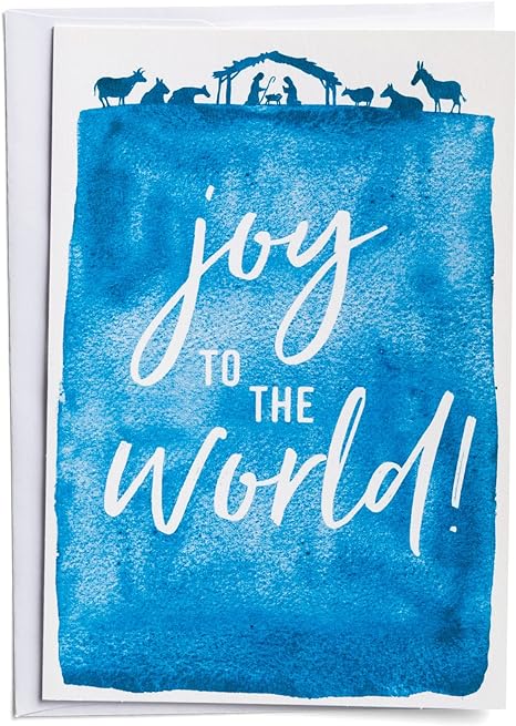 DaySpring - Joy to the World Good Steward Christmas Cards - 18 Christmas Boxed Cards with White Envelopes, NIV (J6342), Blue 81983746116