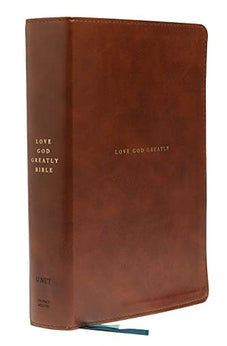 NET Love God Greatly Bible, Leathersoft, Brown, Thumb Indexed, Comfort Print