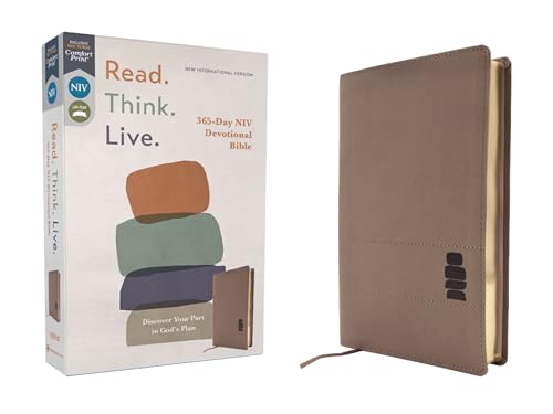 NIV Read. Think. Live., Leathersoft, Brown, Comfort Print: 365-Day NIV Devotional Bible 9780310467649