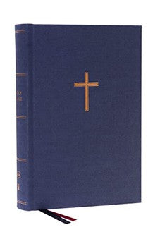 NKJV Single-Column Wide-Margin Reference Bible, Cloth over Board, Blue, Red Letter, Comfort Print