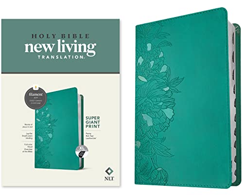 NLT Super Giant Print Bible, Filament Enabled Edition (Red Letter, LeatherLike, Peony Rich Teal, Indexed) 9781496458131