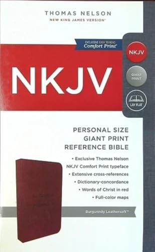 NKJV Personal Size Bible, Giant Print, Leathersoft, Burgundy, Red Letter, Comfort Print 9781401660536