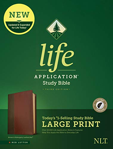 NLT Tyndale Life Application Study Bible, Third Edition, Large Print (LeatherLike, Brown/Mahogany, Indexed, Red Letter) - New Living Translation Bible, Large Print Study Bible for Enhanced Readability 9781496443861