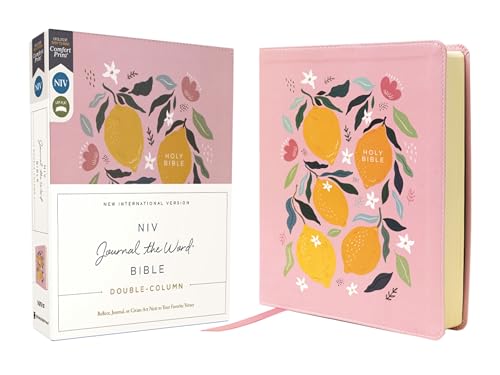 NIV Journal the Word Bible (Perfect for Note-Taking), Double-Column, Leathersoft, Pink, Red Letter, Comfort Print: Reflect, Take Notes, or Create Art Next to Your Favorite Verses 9780310467359