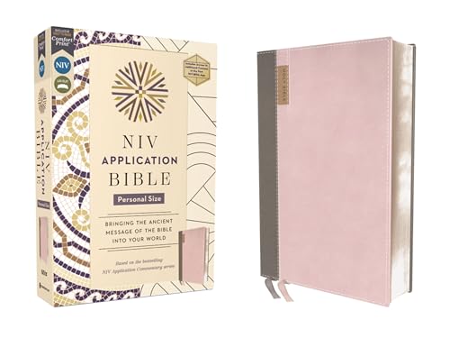 NIV Application Bible, Personal Size, Leathersoft, Pink/Gray, Red Letter: Bringing the Ancient Message of the Bible into Your World (NIV Application Commentary Resources) 9780310465263