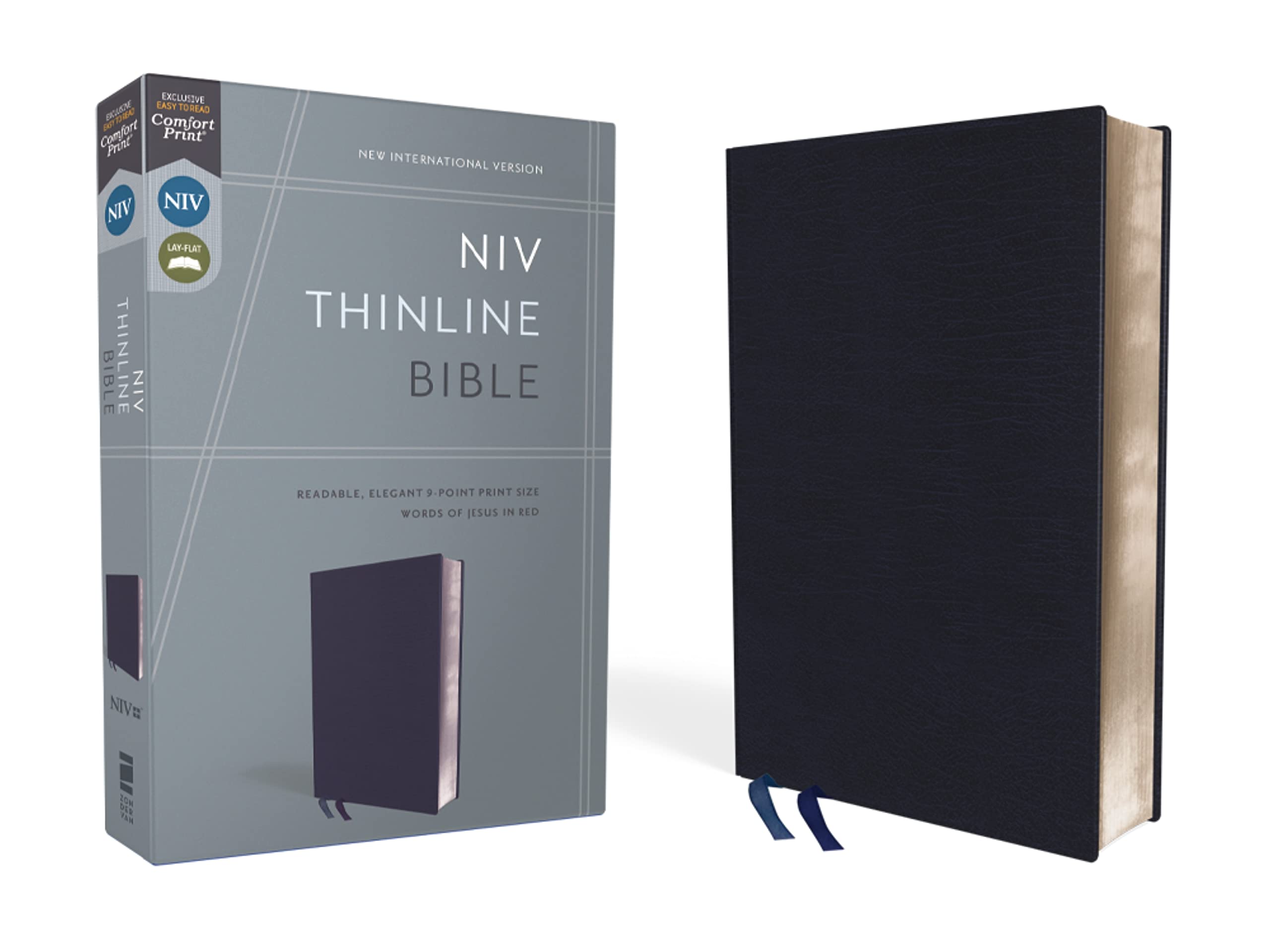 NIV Thinline Bible Bonded Leather Navy Red Letter Edition Comfort Print 9780310448822