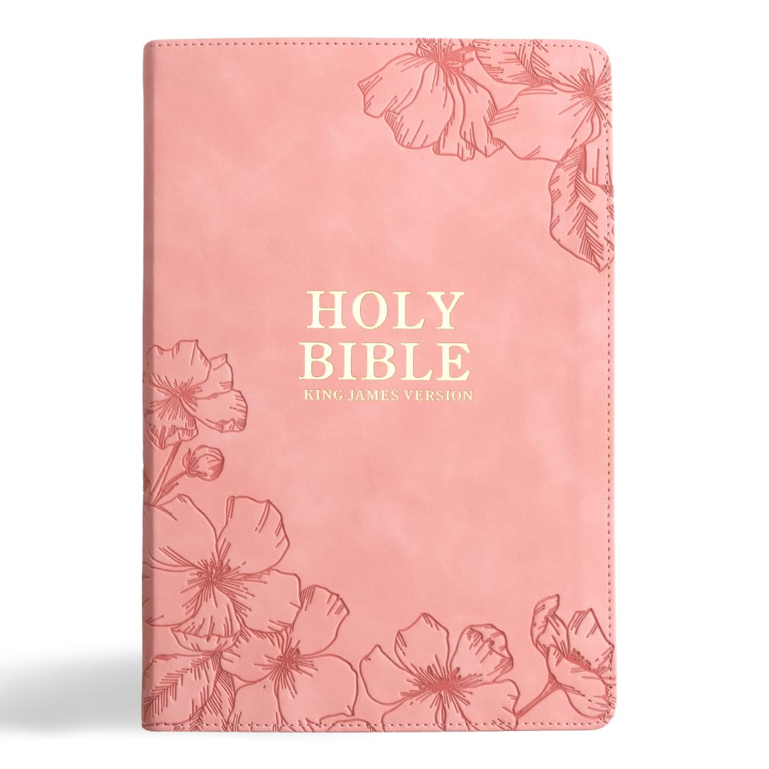 KJV Holy Bible, Giant Print with Cross-References, Soft Pink LeatherTouch with Floral Cover Design, Thumb Index, Ribbon Marker, Red Letter 9798384503118