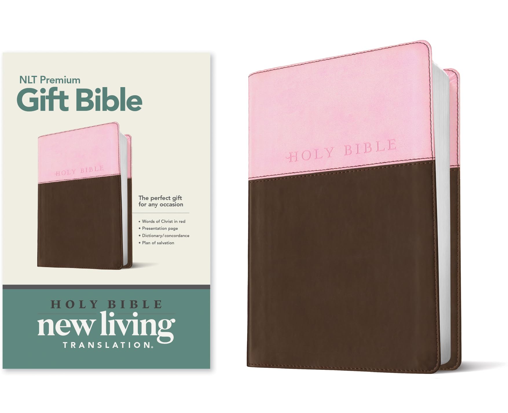 NLT Premium Gift Bible, TuTone (LeatherLike, Pink/Dark Brown, Red Letter) 9781414333779