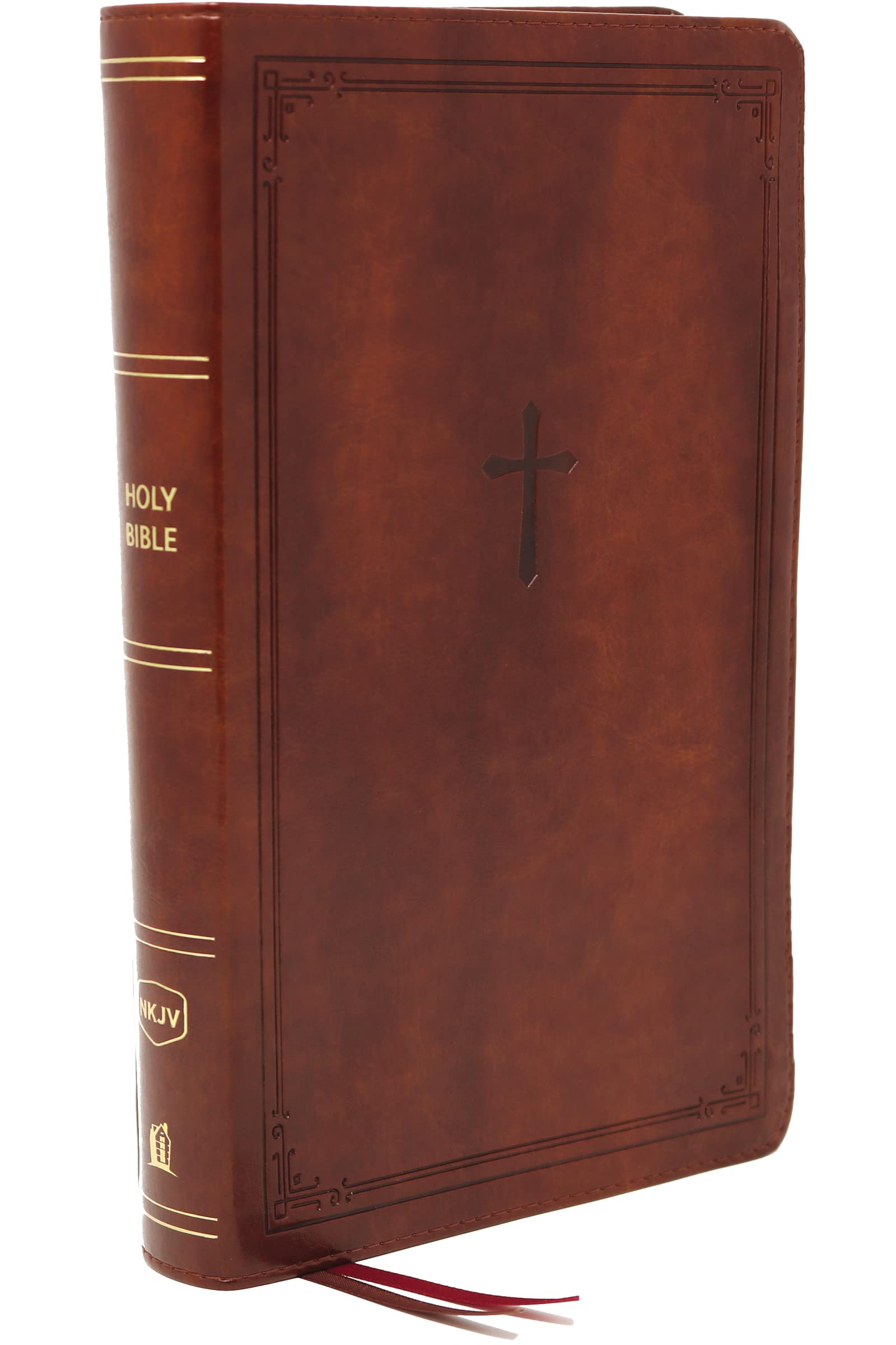 NKJV End-of-Verse Reference Bible Personal Size Large Print Leathersoft Brown Red Letter Comfort Print 9780785233596