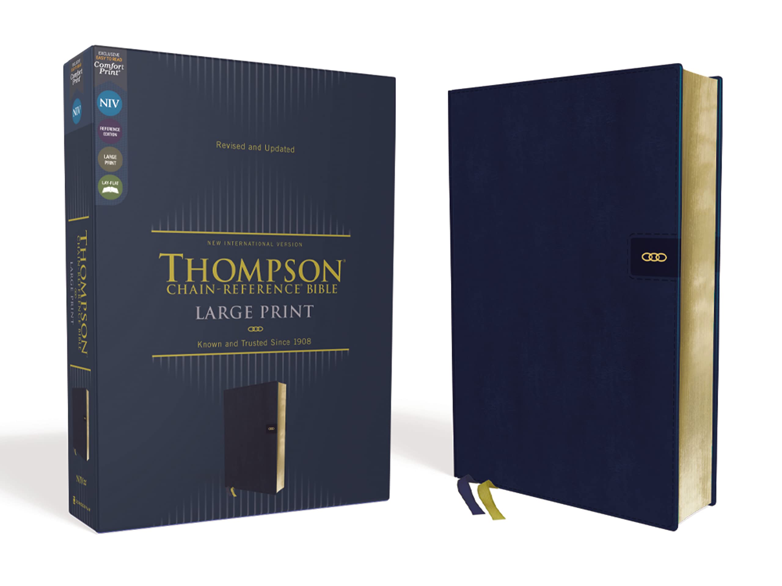 NIV Thompson Chain-Reference Bible, Large Print, Leathersoft, Navy, Red Letter, Comfort Print 9780310459743