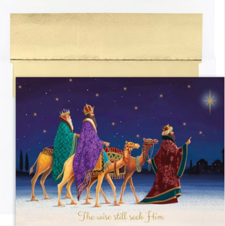 Masterpiece Studios Holiday Classic Collection 16-Count Boxed Religious Christmas Cards with Foil-Lined Envelopes, 7.8" x 5.6", Three Kings (910900) 662790282389