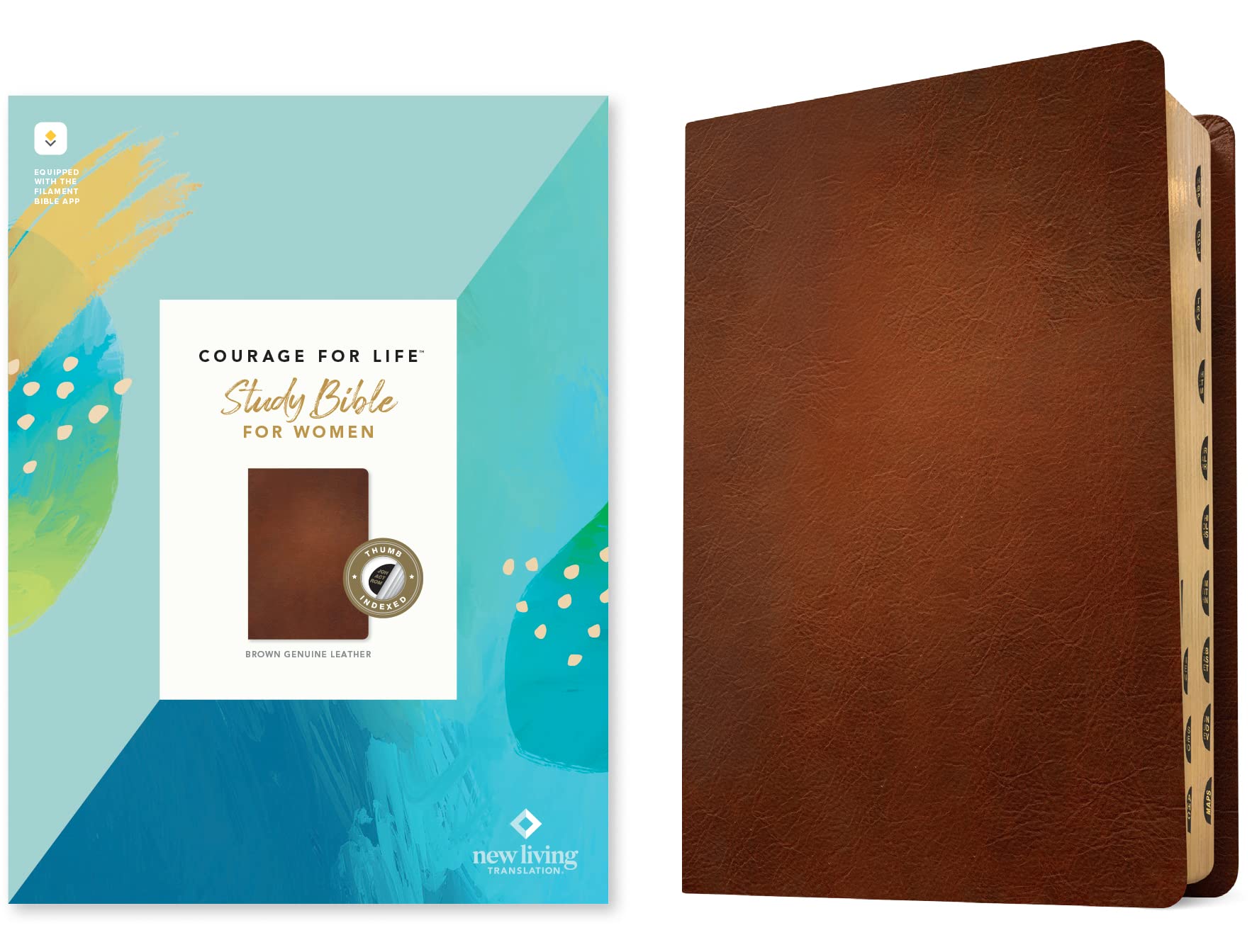 NLT Courage For Life Study Bible for Women, Filament Enabled (Genuine Leather, Brown, Indexed) 9781496452887