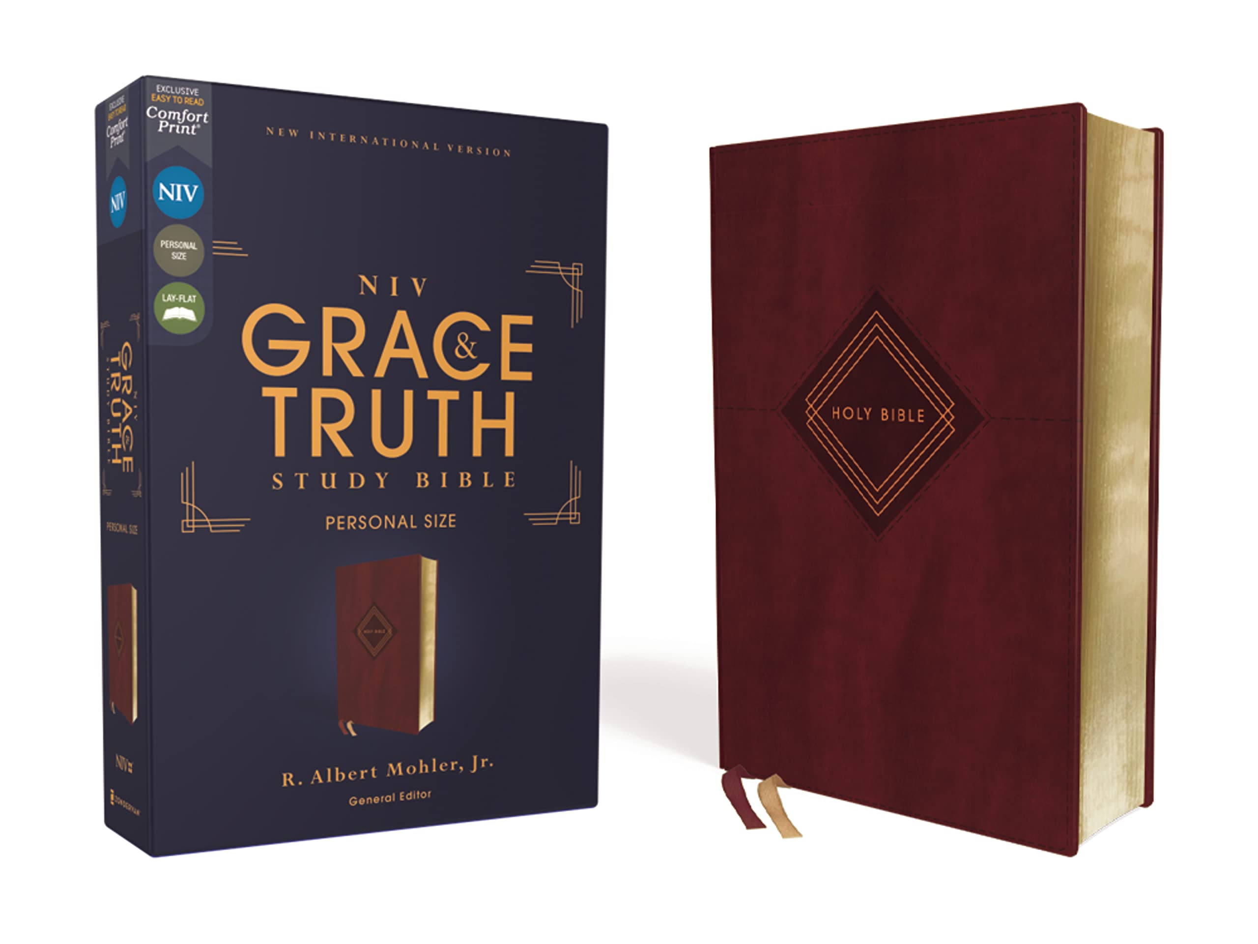 NIV The Grace and Truth Study Bible, Personal Size, Leathersoft, Burgundy, Red Letter, Comfort Print 9780310447450