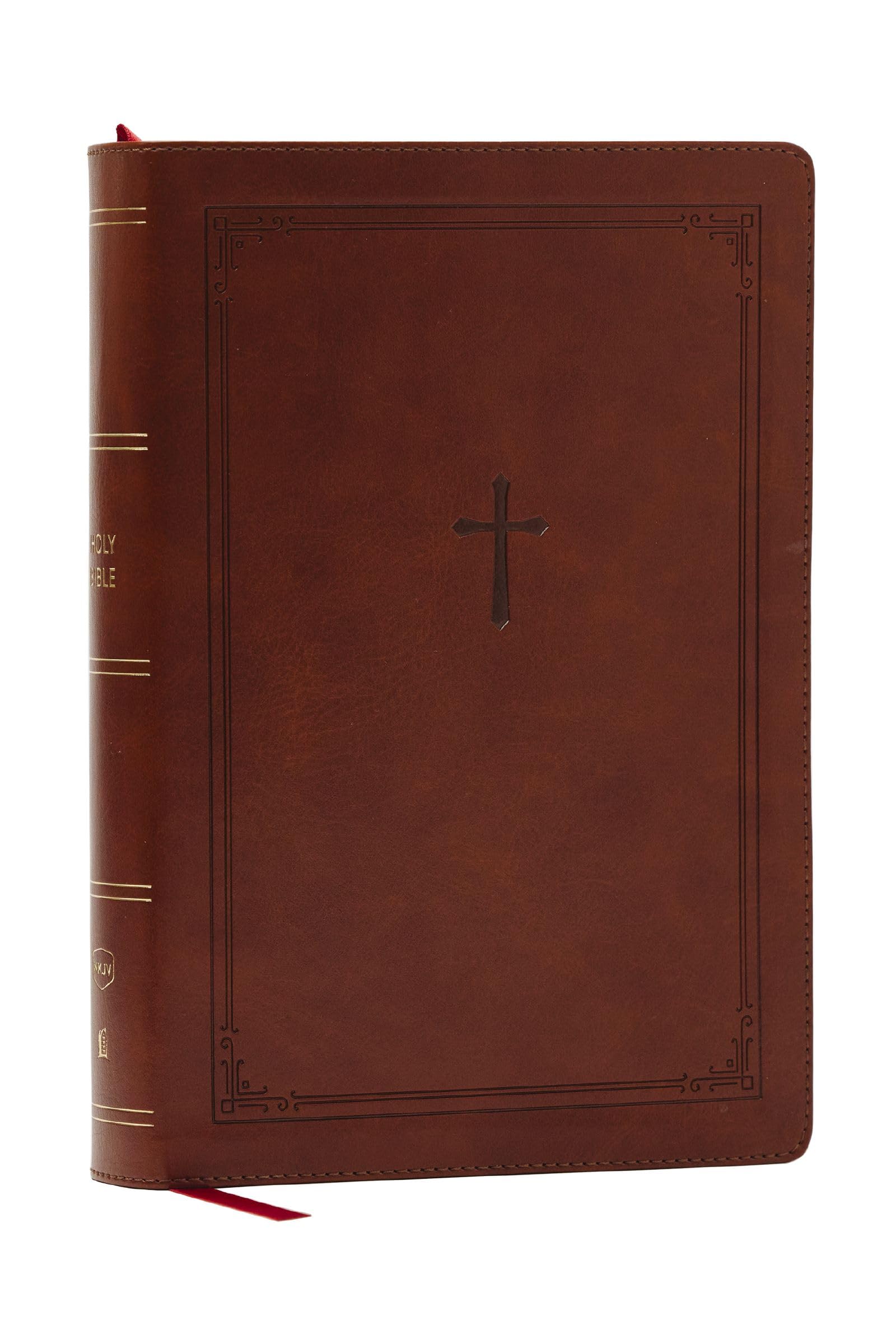 NKJV Giant Print End-of-Verse Reference Bible, Brown Leathersoft, Red Letter, Comfort Print: Holy Bible 9781400349500