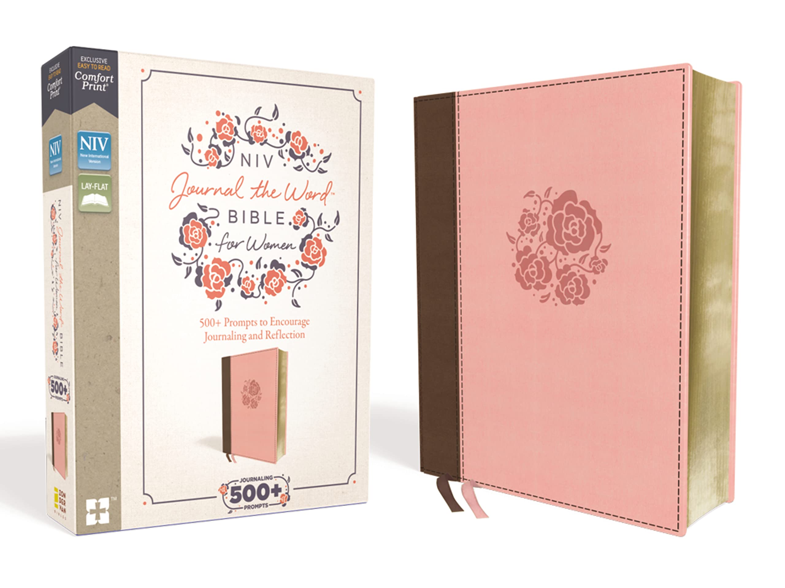 NIV Journal the Word Bible for Women Leathersoft Brown/Pink Red Letter Edition Comfort Print 9780310450801