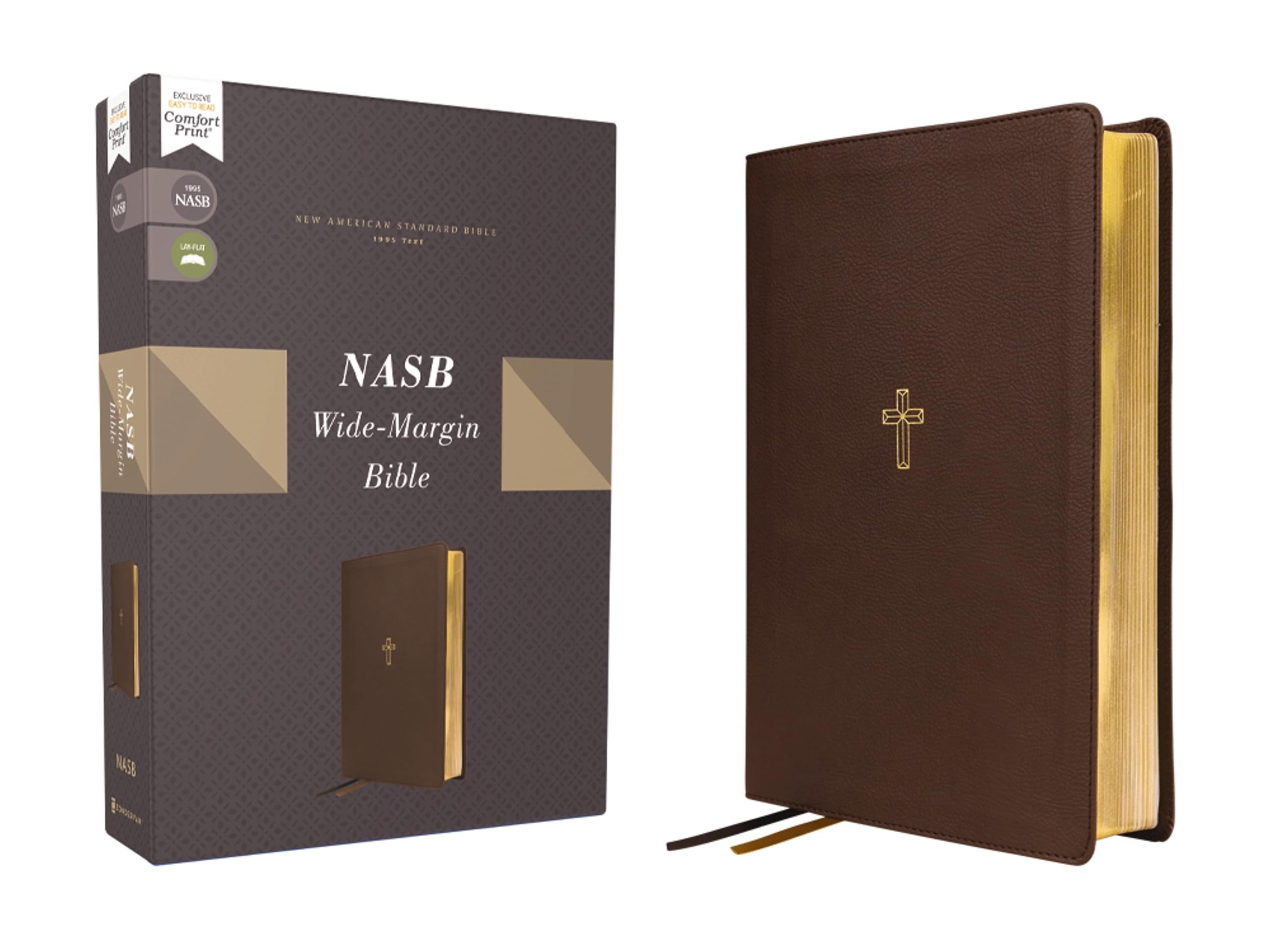 NASB Wide Margin Bible, Leathersoft, Brown, Red Letter, 1995 Text, Comfort Print 9780310461081