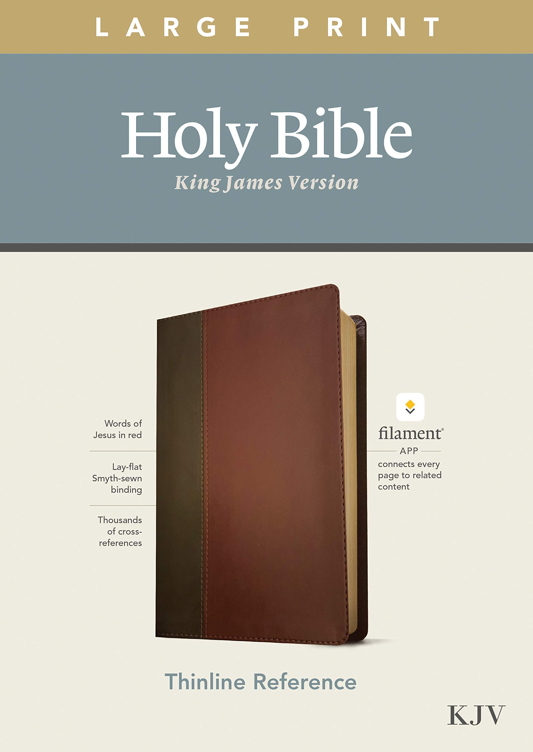 KJV Large Print Thinline Reference Holy Bible (Red Letter, LeatherLike, Brown Mahogany)
