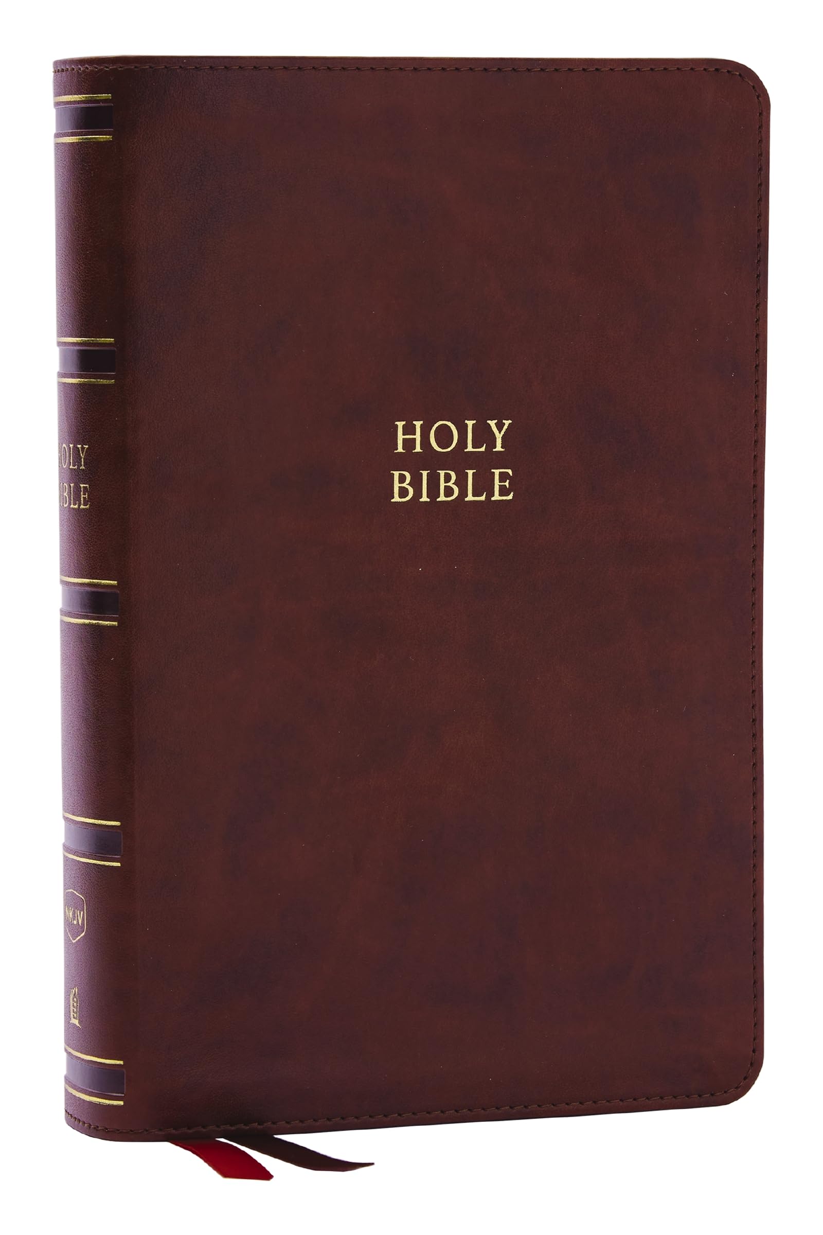 NKJV Single-Column Reference Bible, Verse-by-verse, Brown Leathersoft, Red Letter, Comfort Print (Thumb Indexed) 9781400335213
