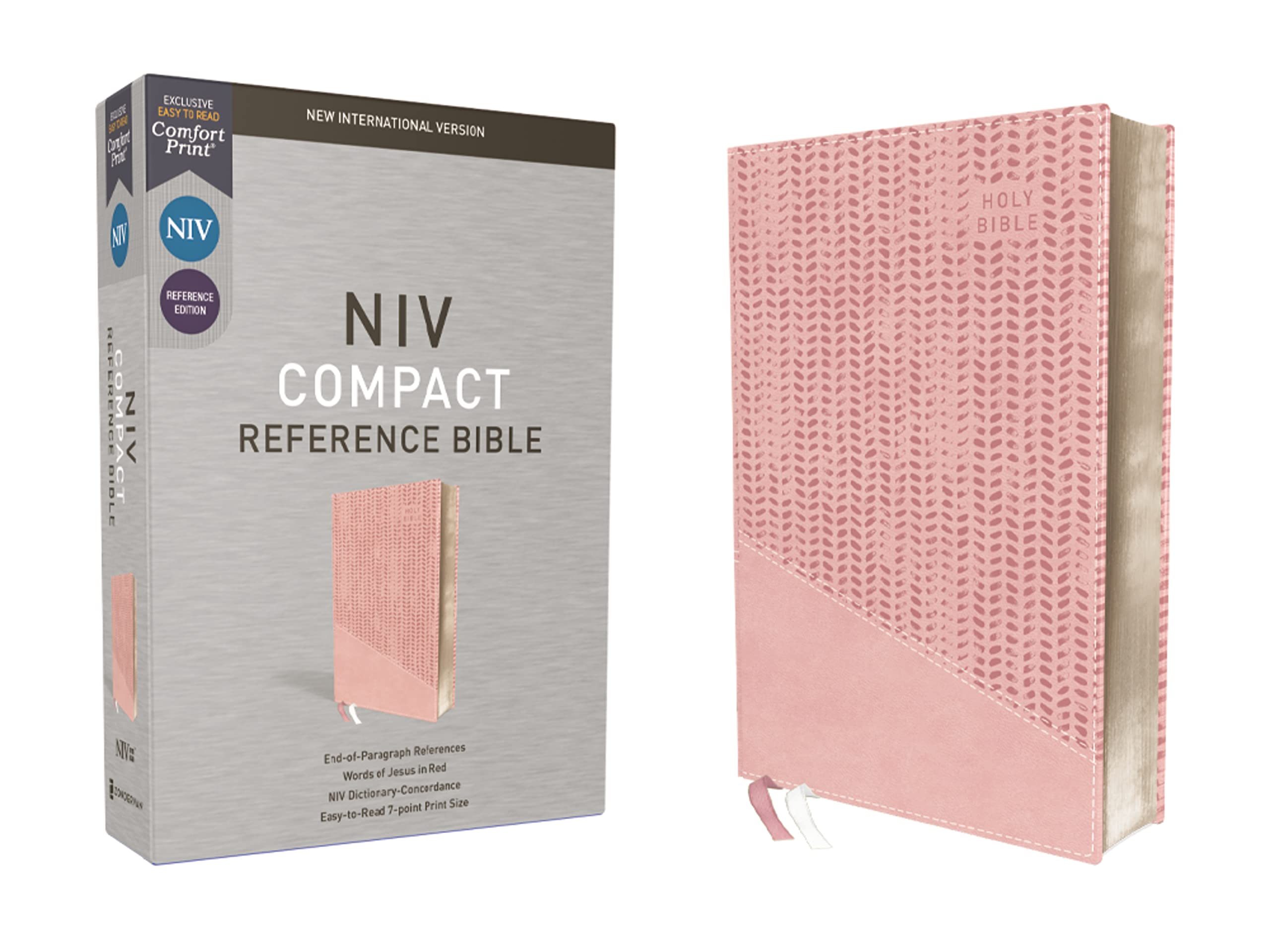 NIV Reference Bible, Compact, Leathersoft, Pink, Red Letter, Comfort Print 9780310456902