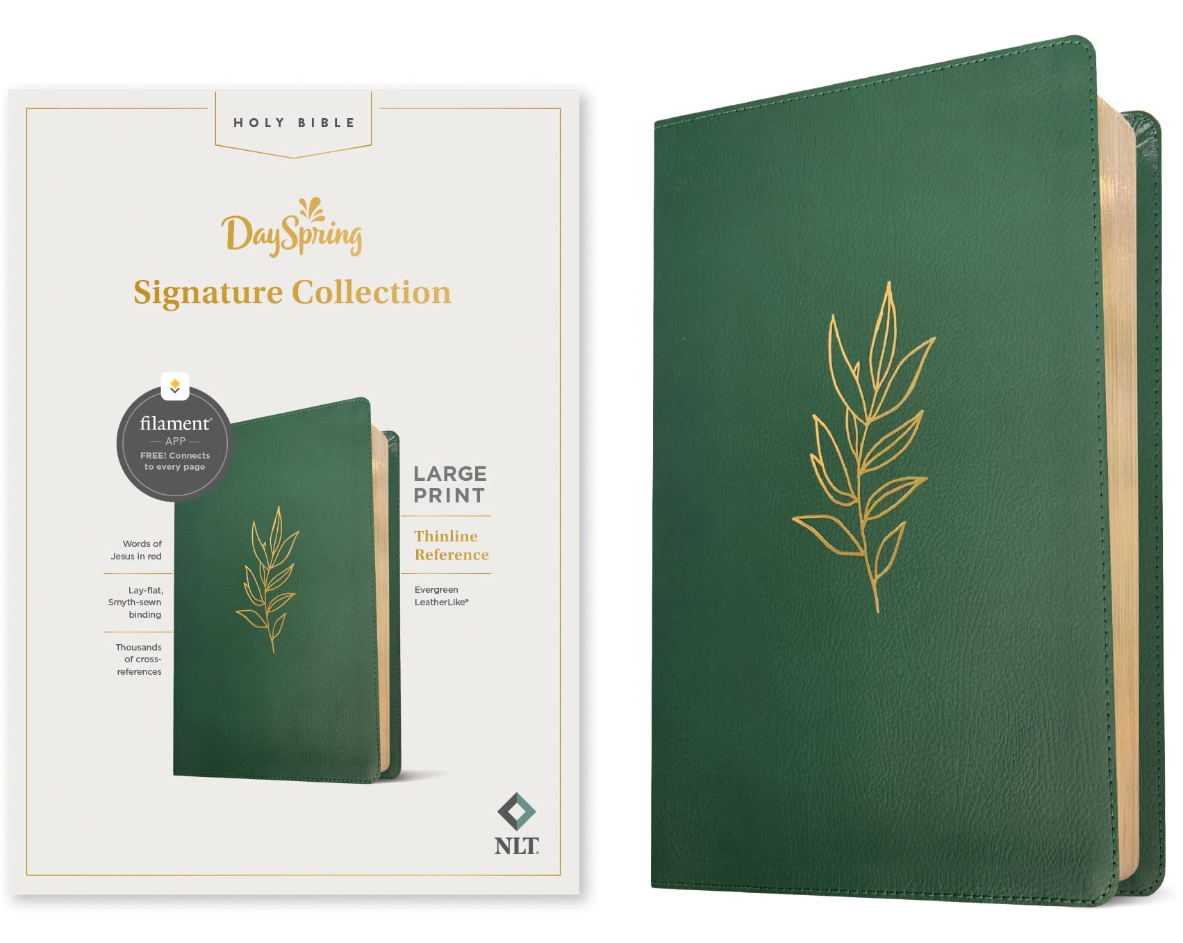 NLT Large Print Thinline Reference Bible, Filament-Enabled Edition (Red Letter, LeatherLike, Evergreen): DaySpring Signature Collection 9781496461650