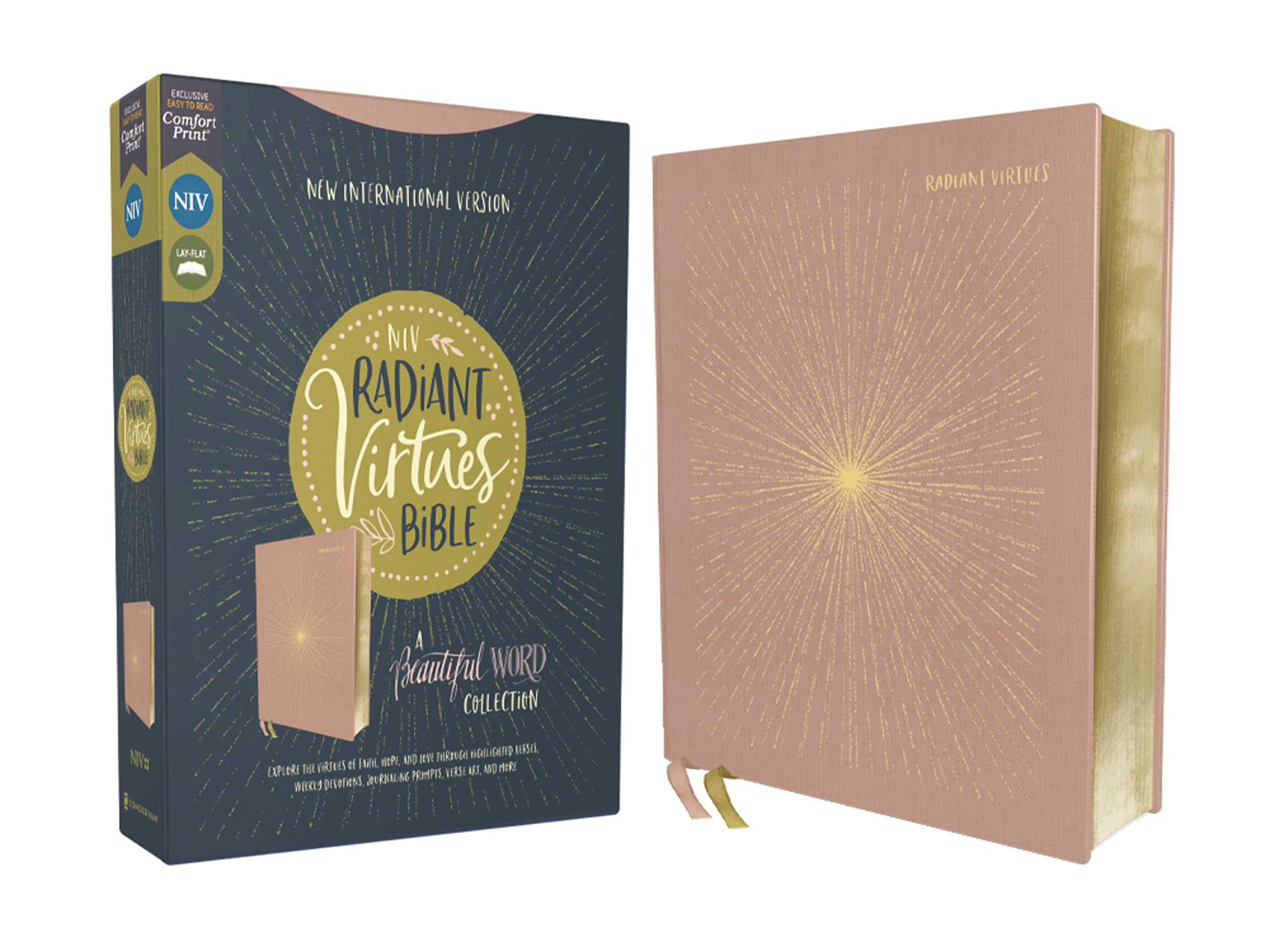 NIV Radiant Virtues Bible: A Beautiful Word Collection, Cloth over Board, Pink, Red Letter, Comfort Print 9780310456933