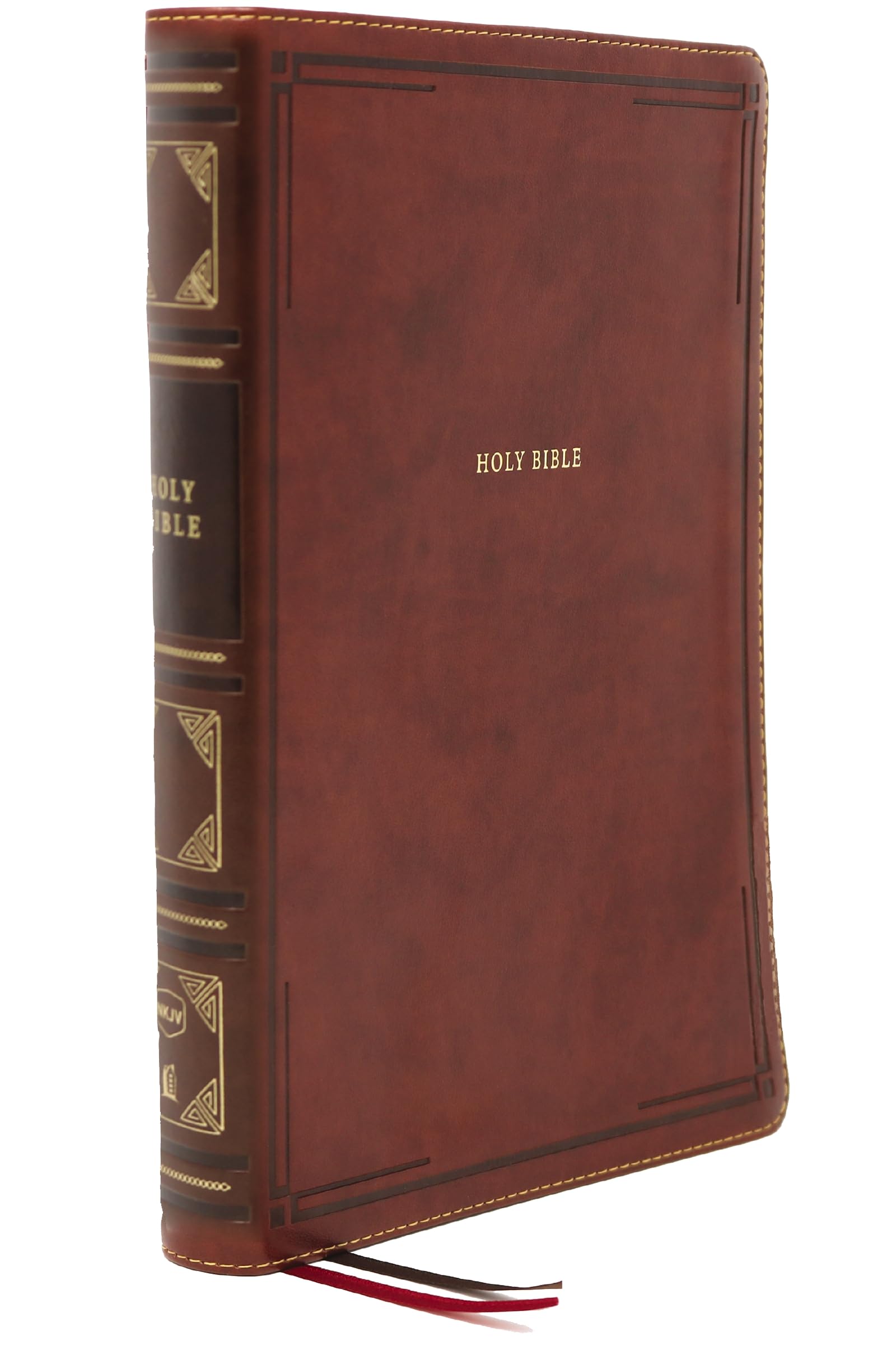 NKJV Thinline Bible, Large Print, Leathersoft, Brown, Thumb Indexed, Red Letter, Comfort Print 9780785238034