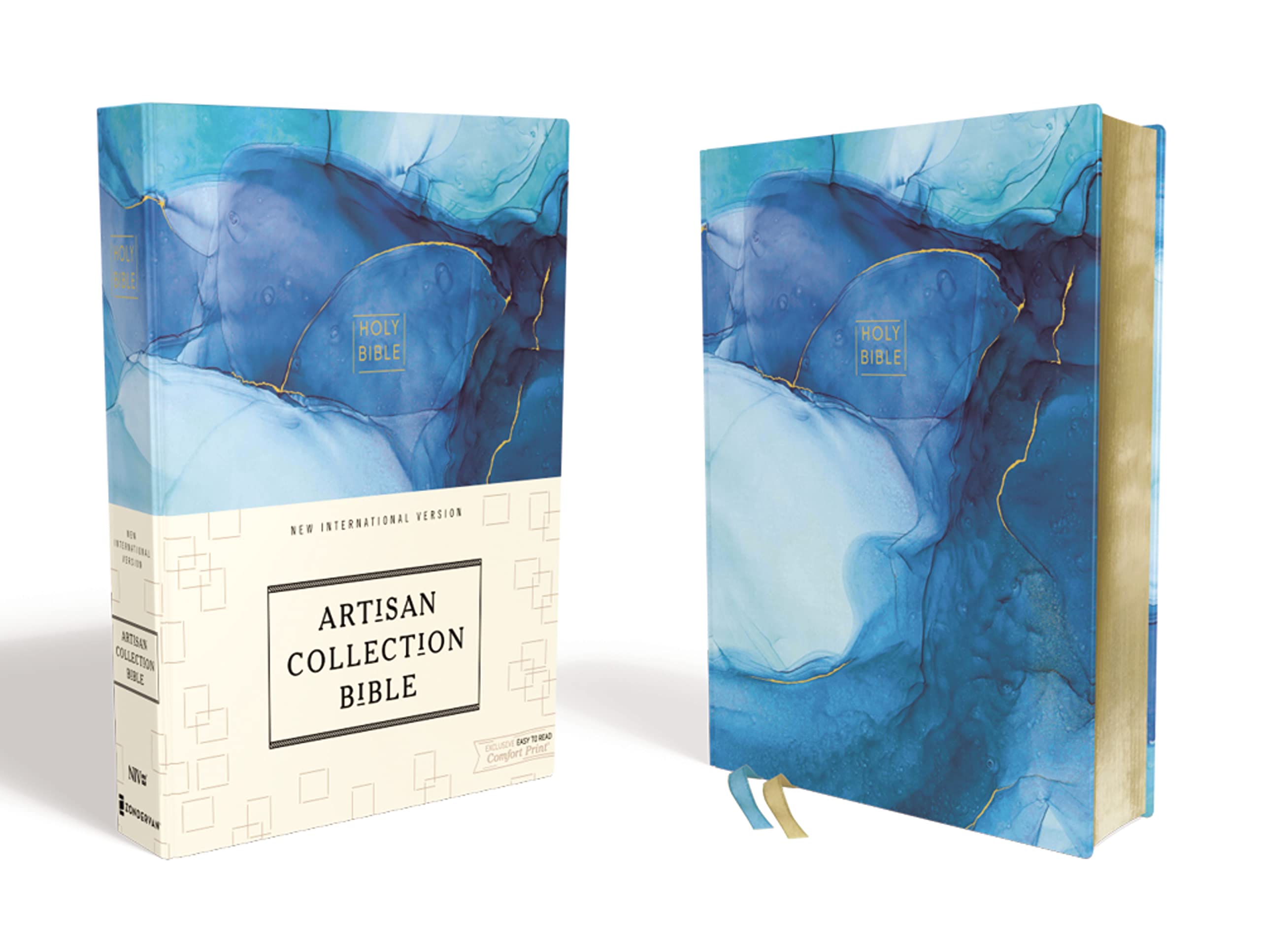 NIV Artisan Collection Bible Cloth over Board Blue Art Gilded Edges Red Letter Comfort Print 9780310454229