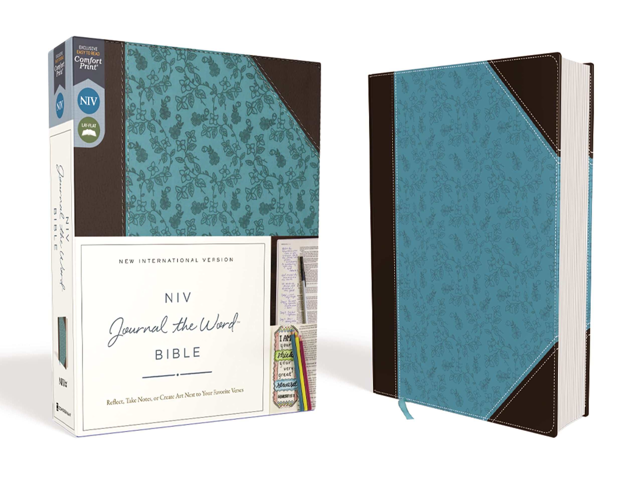NIV Journal the Word Bible Leathersoft Brown/Blue Red Letter Edition Comfort Print 9780310450283