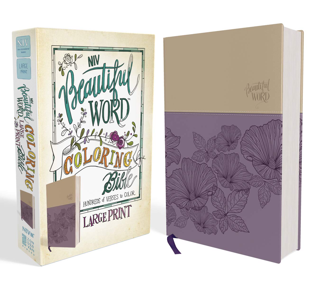 NIV Beautiful Word Coloring Bible Large Print Leathersoft Purple/Tan 9780310447061