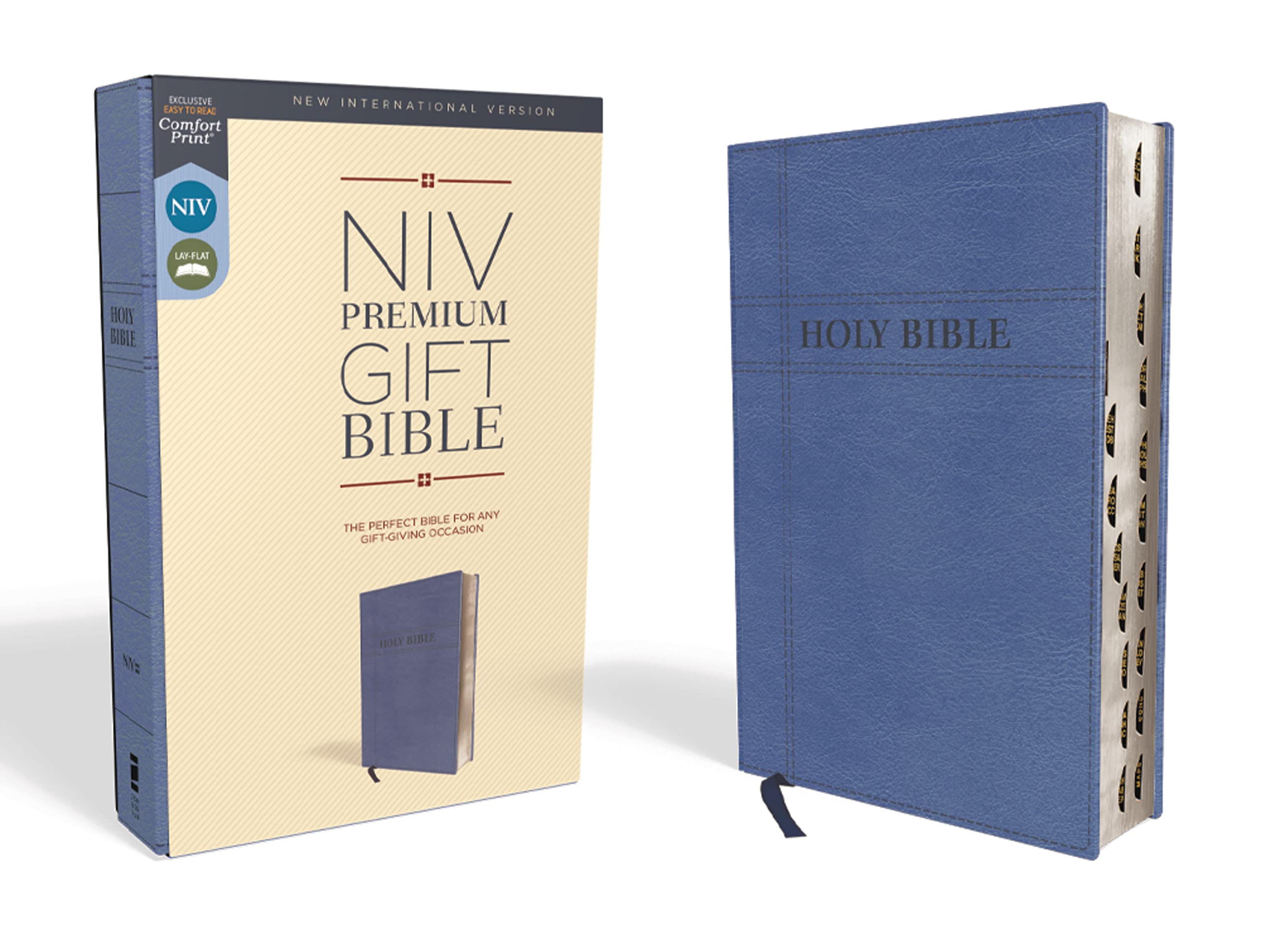NIV Premium Gift Bible Leathersoft Navy Red Letter Edition Indexed Comfort Print 9780310094128