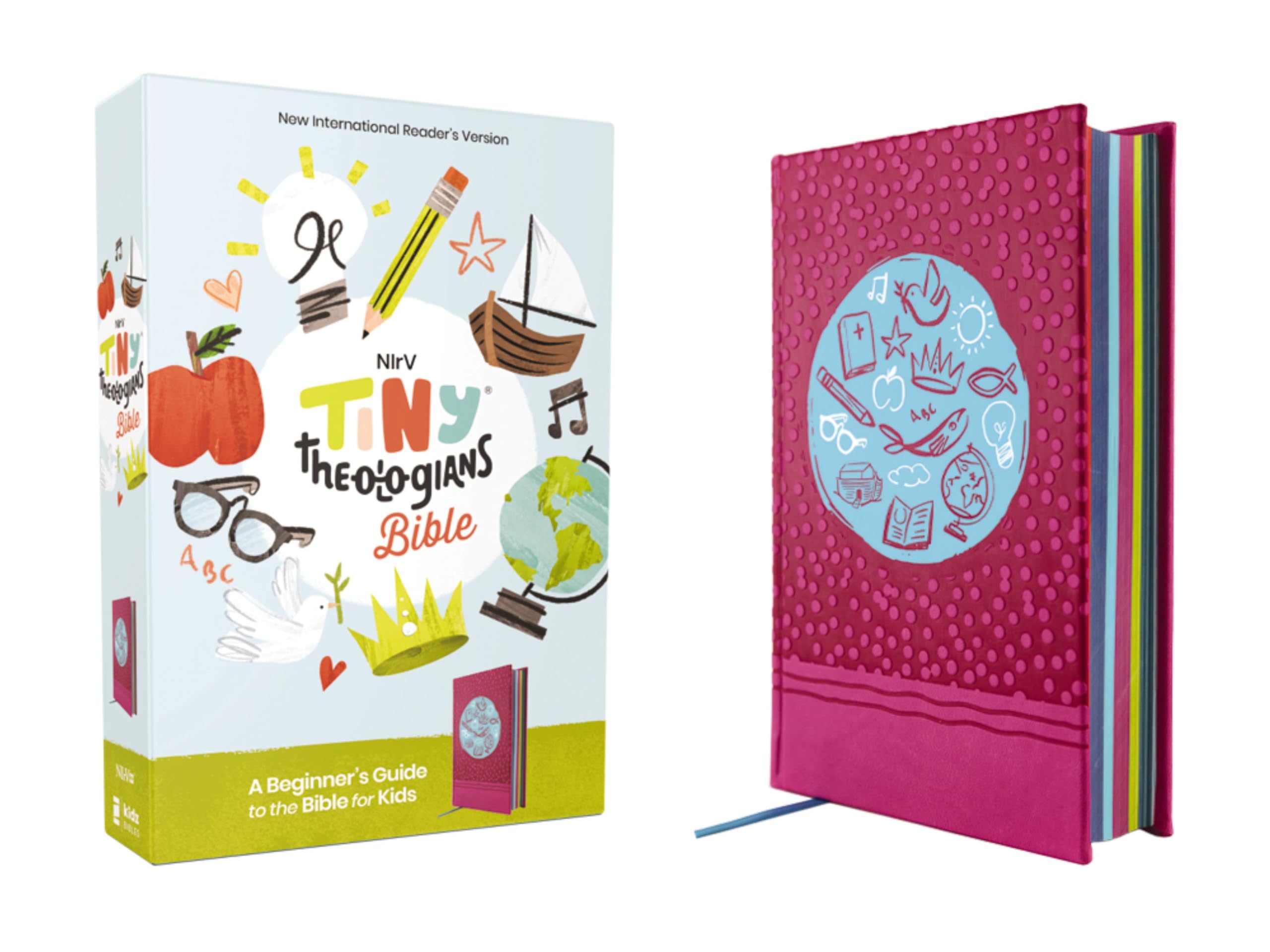 NIrV Tiny Theologians Bible, Leathersoft over Board, Pink, Comfort Print: A Beginner’s Guide to the Bible - for Kids 9780310458876