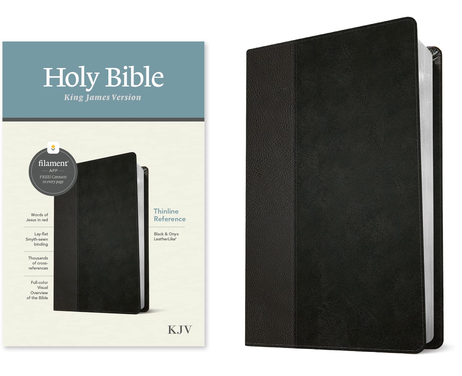 KJV Thinline Reference Bible, Filament-Enabled Edition (LeatherLike, Black/Onyx, Red Letter) 9781496460479