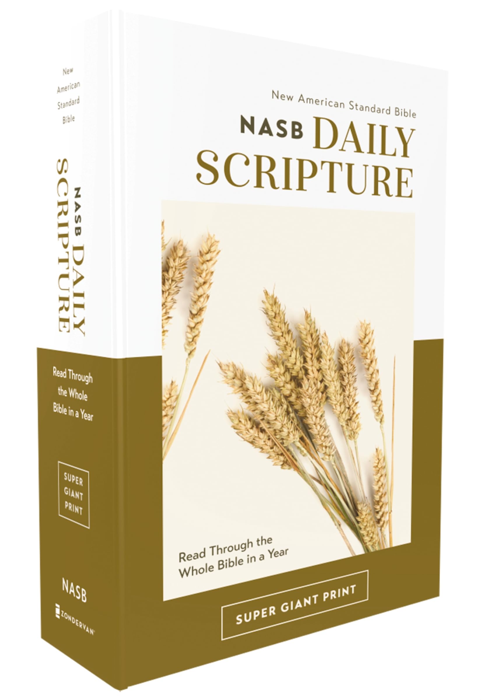 NASB Daily Scripture, Super Giant Print, Paperback, White/Gold, 1995 Text, Comfort Print 9780310460718