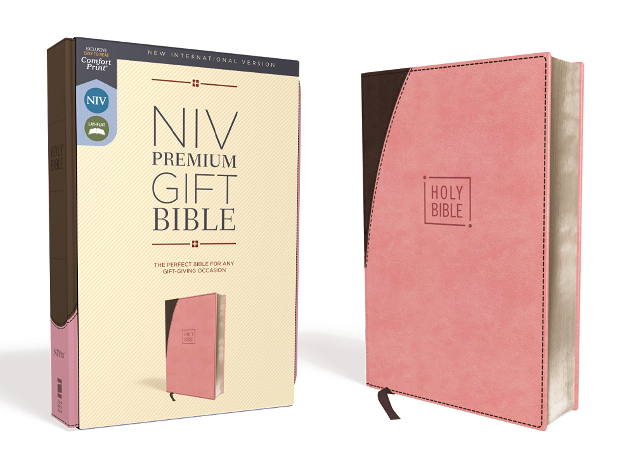 NIV Premium Gift Bible Leathersoft Pink/Brown Red Letter Edition Comfort Print 9780310094012