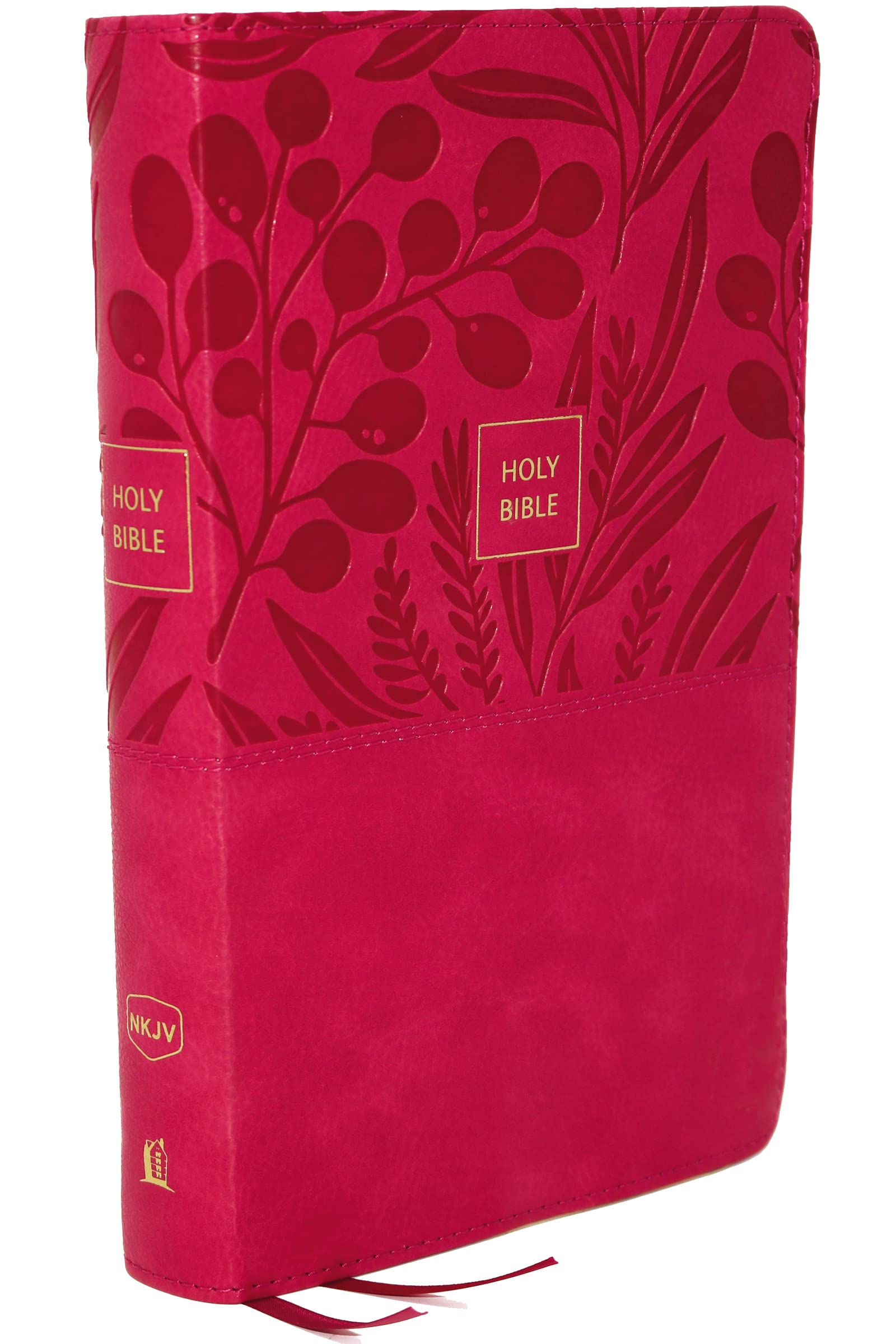 NKJV End-of-Verse Reference Bible, Personal Size Large Print, Leathersoft, Pink, Red Letter, Comfort Print: Holy Bible, New King James Version 9780785233633