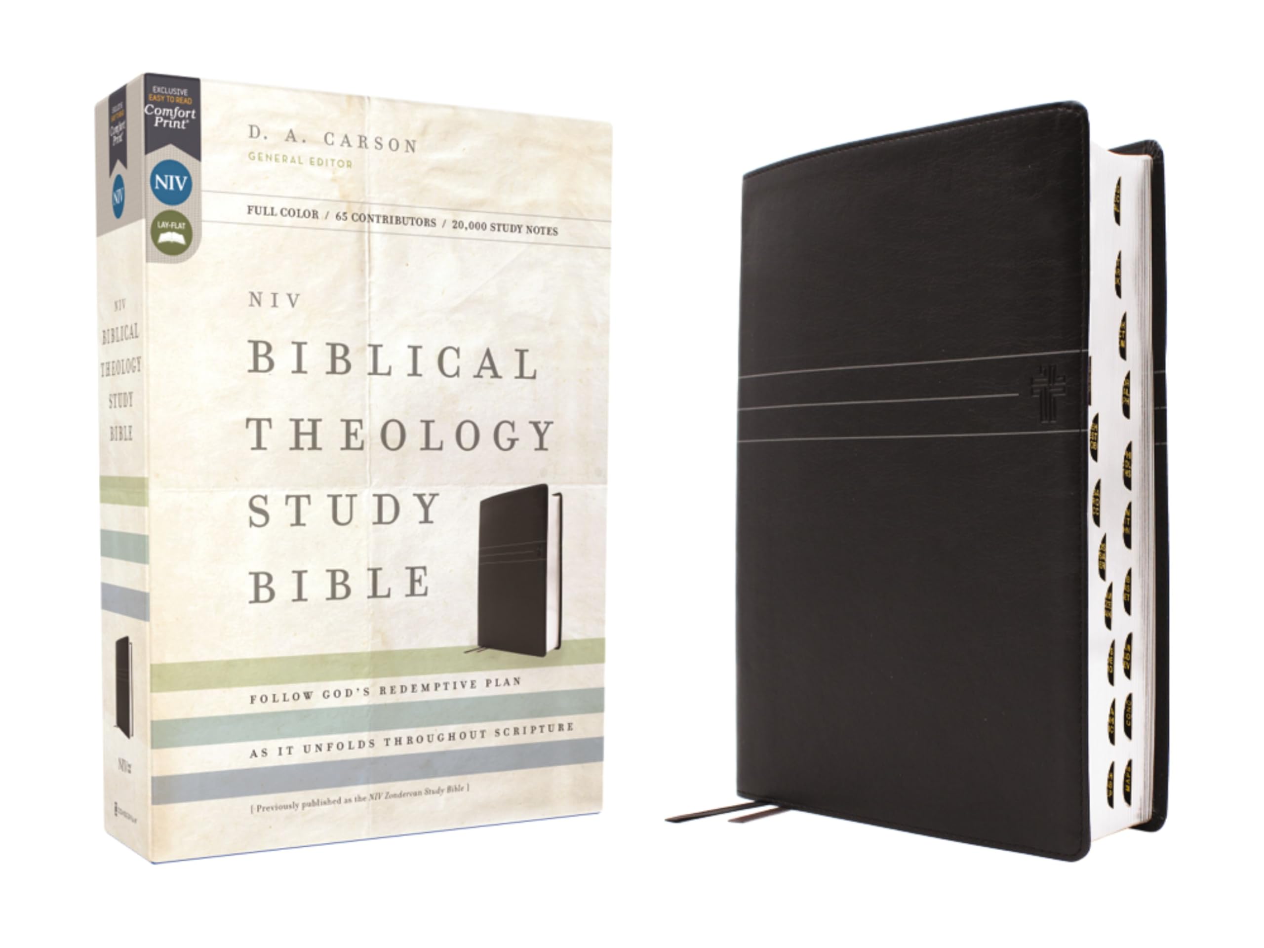 NIV Biblical Theology Study Bible (Trace the Themes of Scripture), Leathersoft, Black, Thumb Indexed, Comfort Print: Follow God’s Redemptive Plan as It Unfolds throughout Scripture 9780310467557