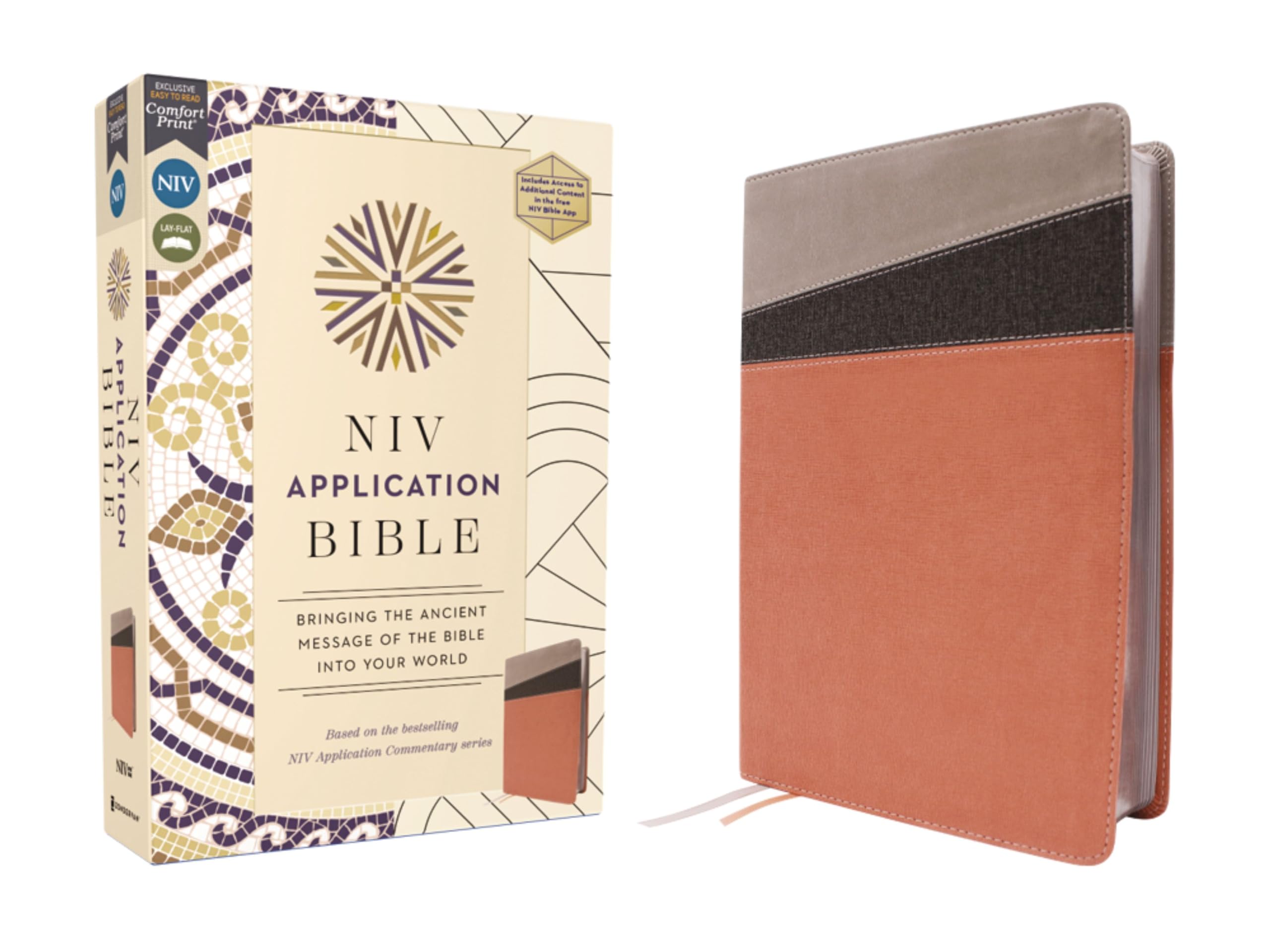 NIV Application Bible, Leathersoft, Coral/Gray, Red Letter 9780310465171