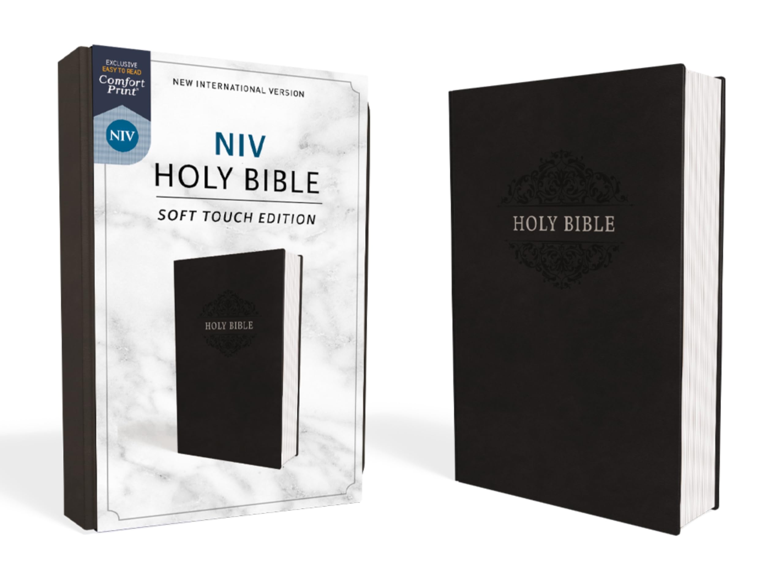 NIV Holy Bible Soft Touch Edition Leathersoft Black Comfort Print 9780310450474