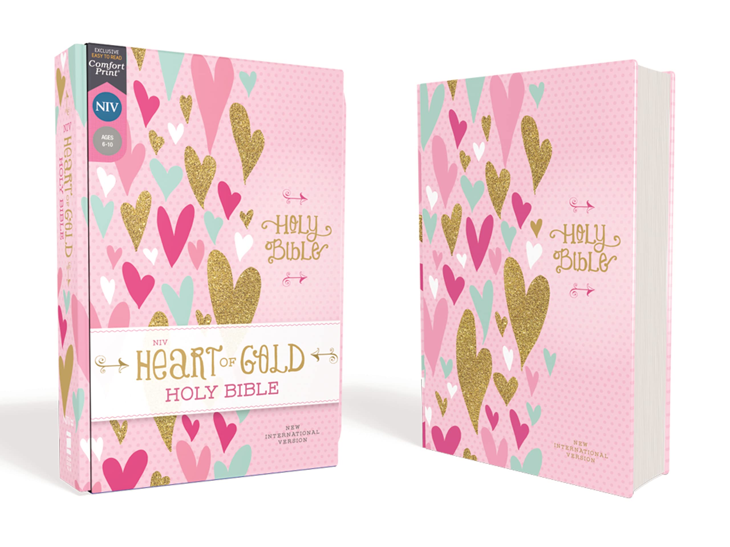 NIV Heart of Gold Holy Bible Hardcover Red Letter Edition Comfort Print 9780310768524