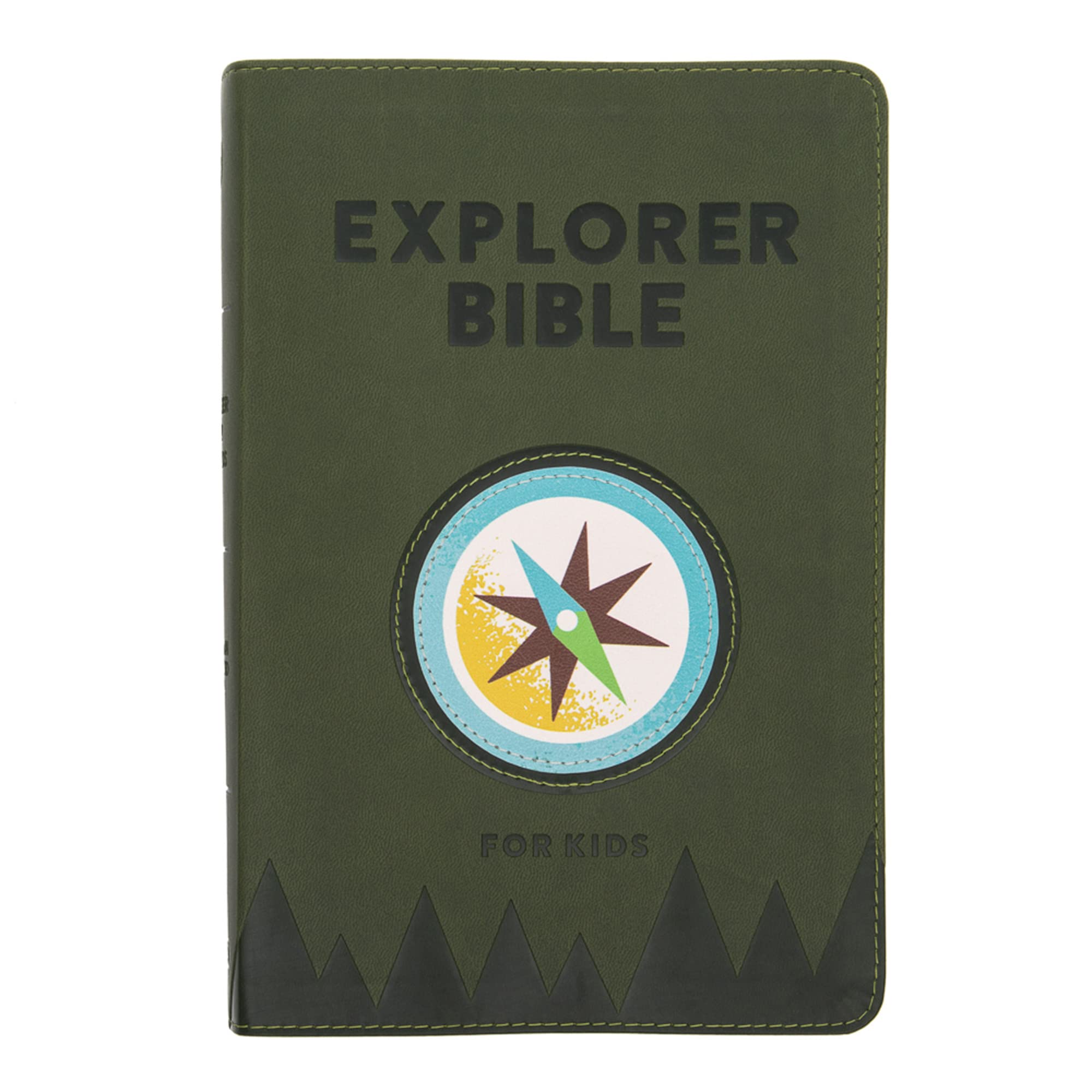 CSB Explorer Bible for Kids, Olive Compass LeatherTouch, Indexed, Red Letter