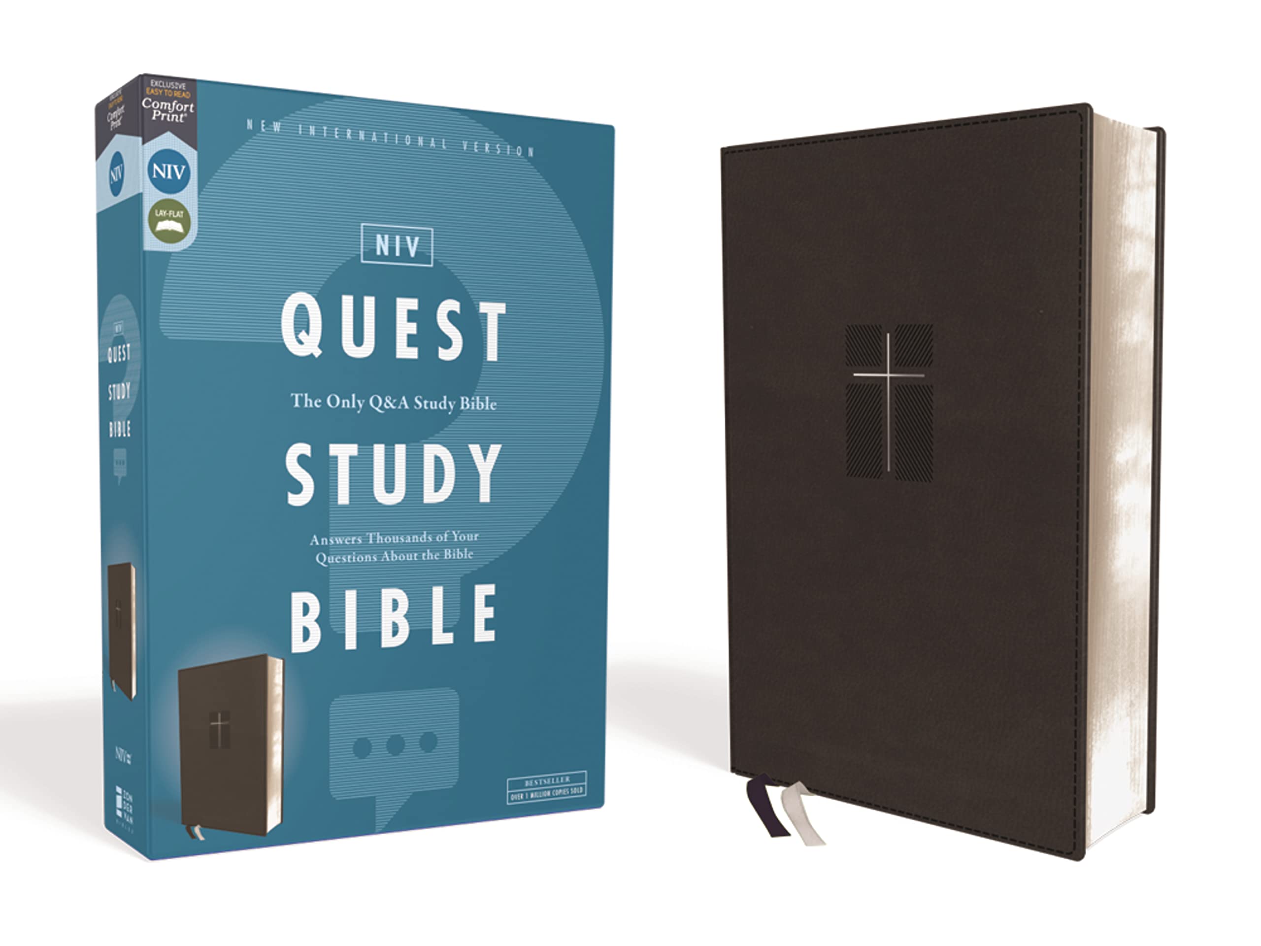NIV Quest Study Bible Leathersoft Black Comfort Print 9780310450825
