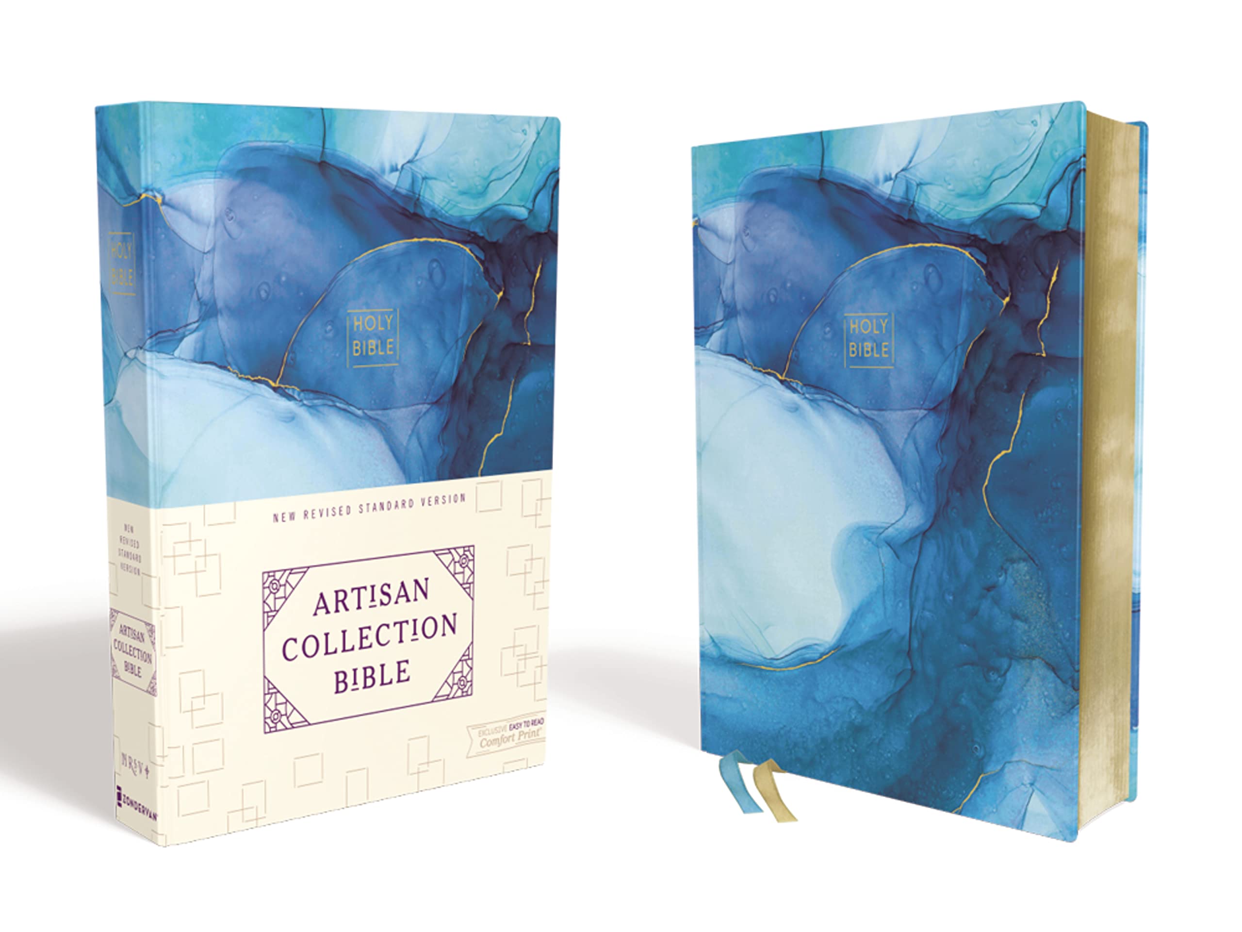 NRSV Artisan Collection Bible Cloth over Board Blue Art Gilded Edges Comfort Print 9780310454182