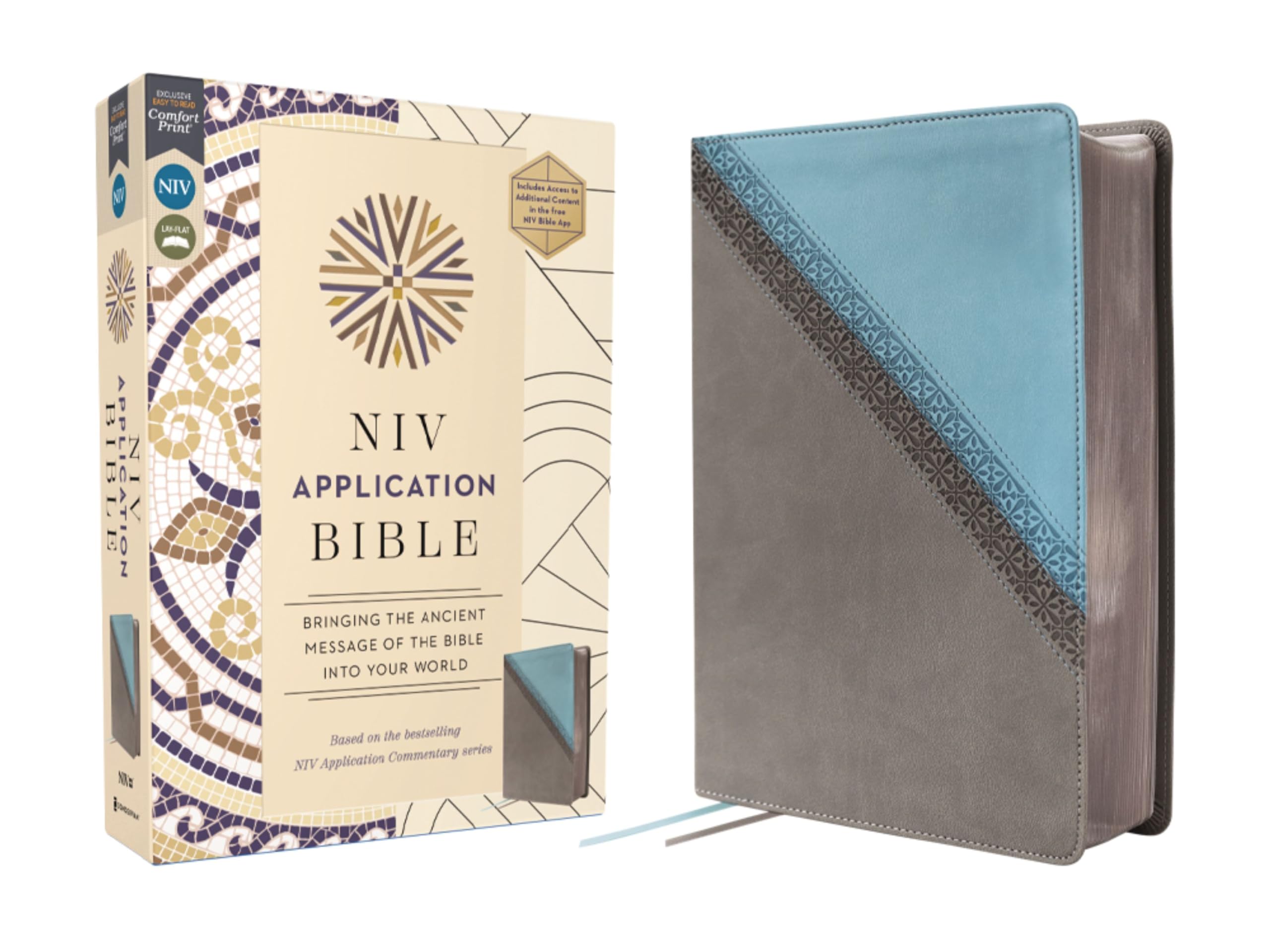 NIV Application Bible, Leathersoft, Teal/Grey, Red Letter, Comfort Print 9780310467717