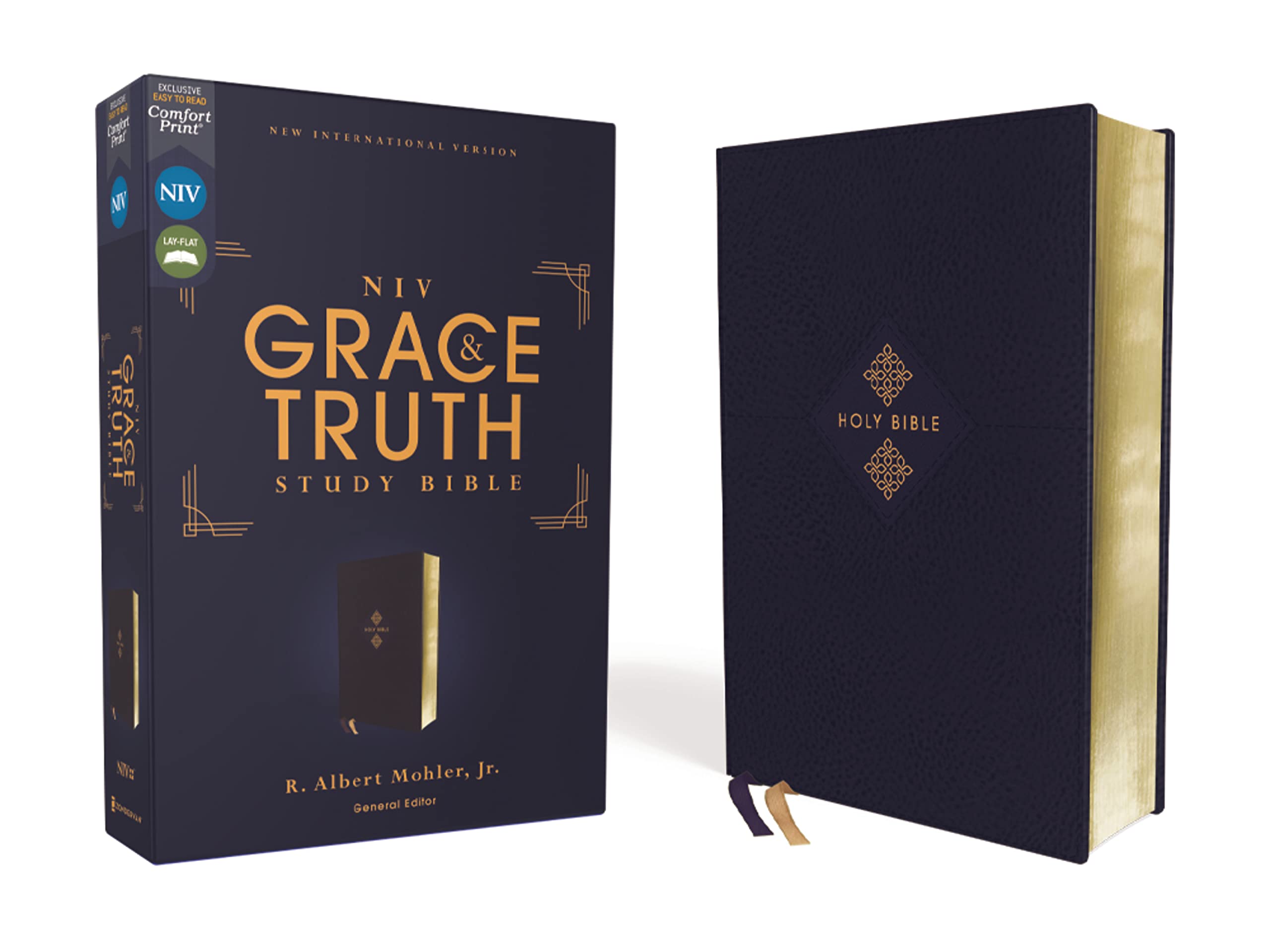 NIV The Grace and Truth Study Bible, Leathersoft, Navy, Red Letter, Comfort Print 9780310447290