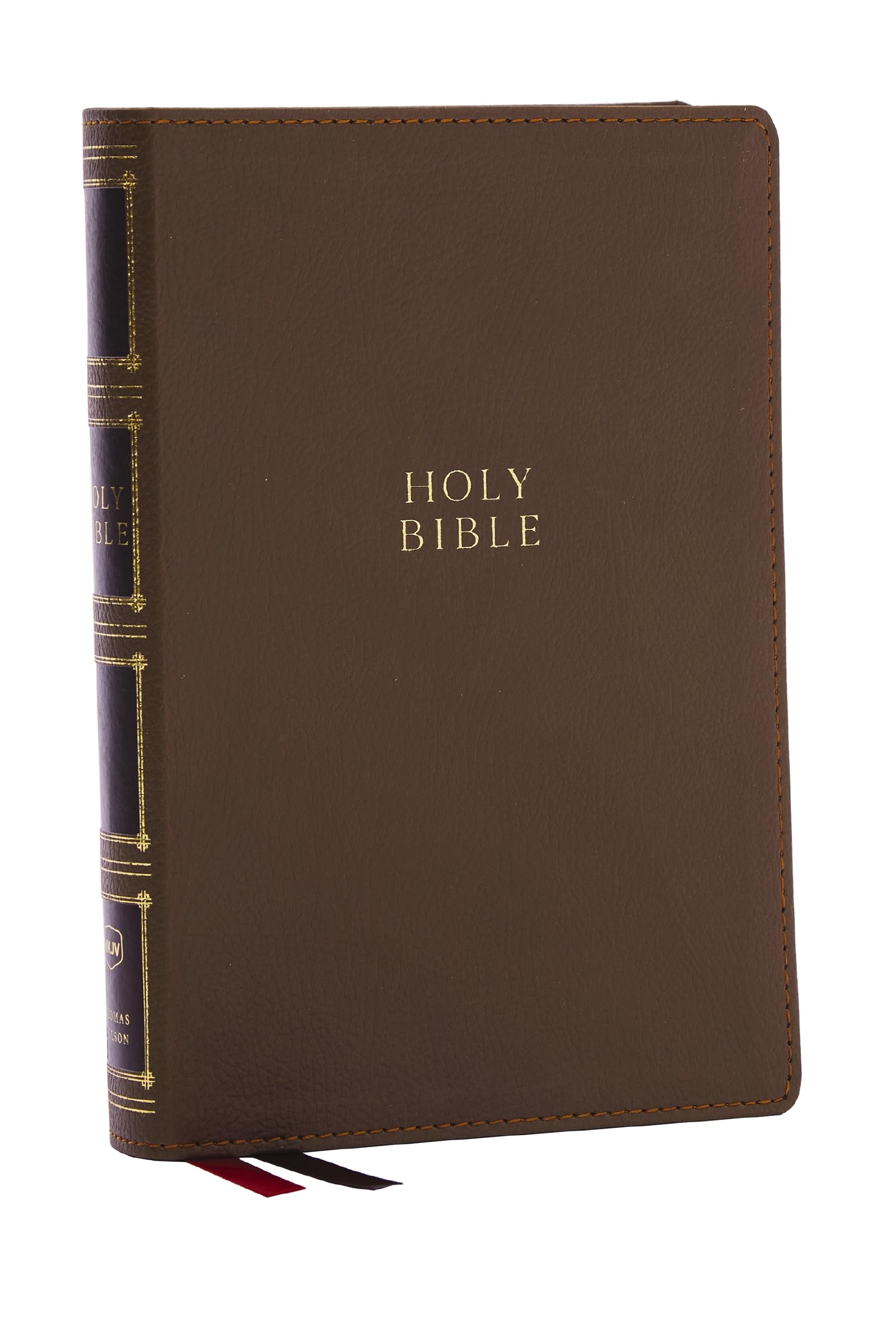 NKJV Compact Center-Column Reference Bible, Brown Leathersoft, Red Letter, Comfort Print 9781400333035