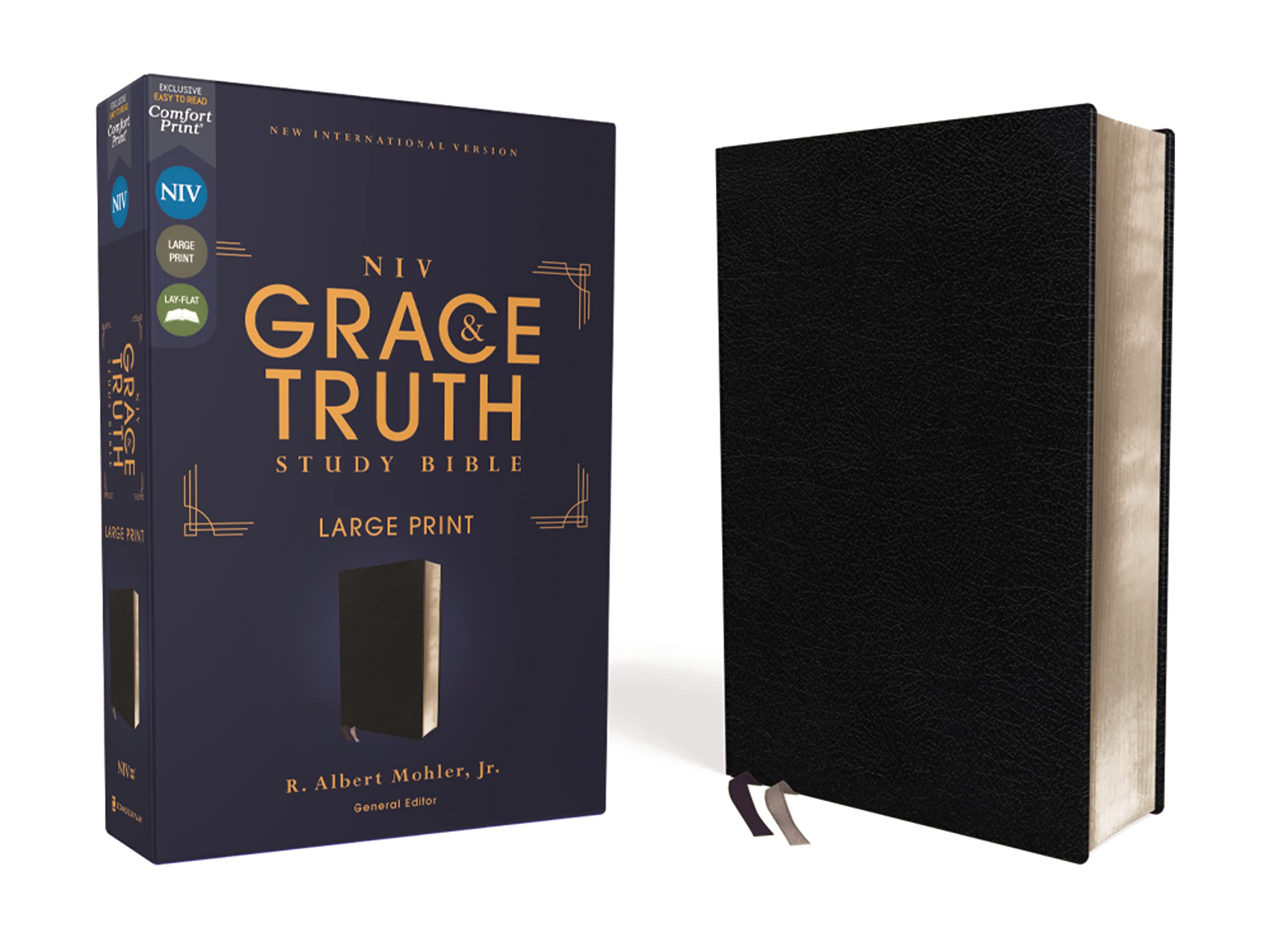 NIV The Grace and Truth Study Bible, Large Print, European Bonded Leather, Black, Red Letter, Comfort Print 9780310447481