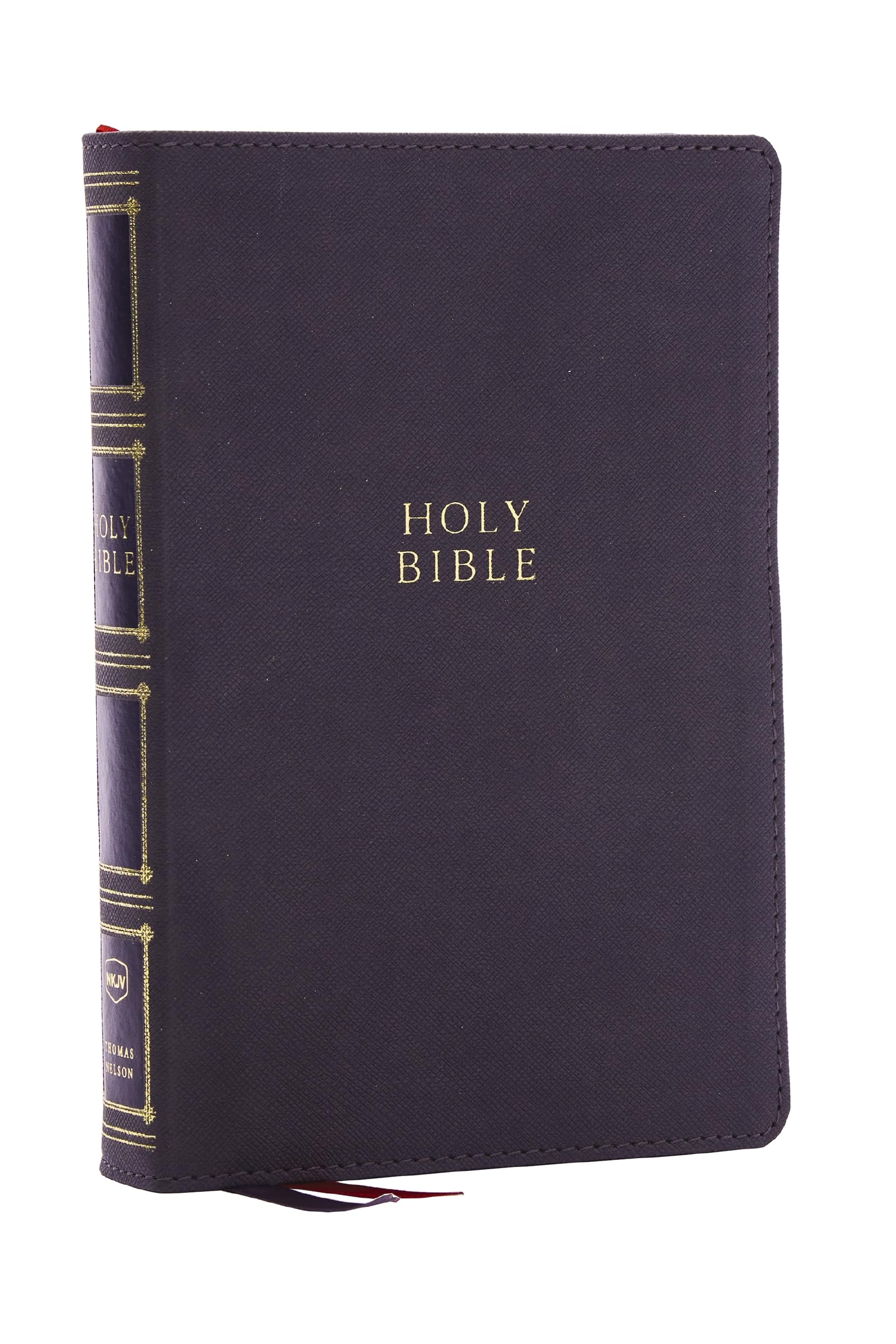 NKJV Compact Center-Column Reference Bible, Gray Leathersoft, Red Letter, Comfort Print (Thumb Indexed) 9781400333066