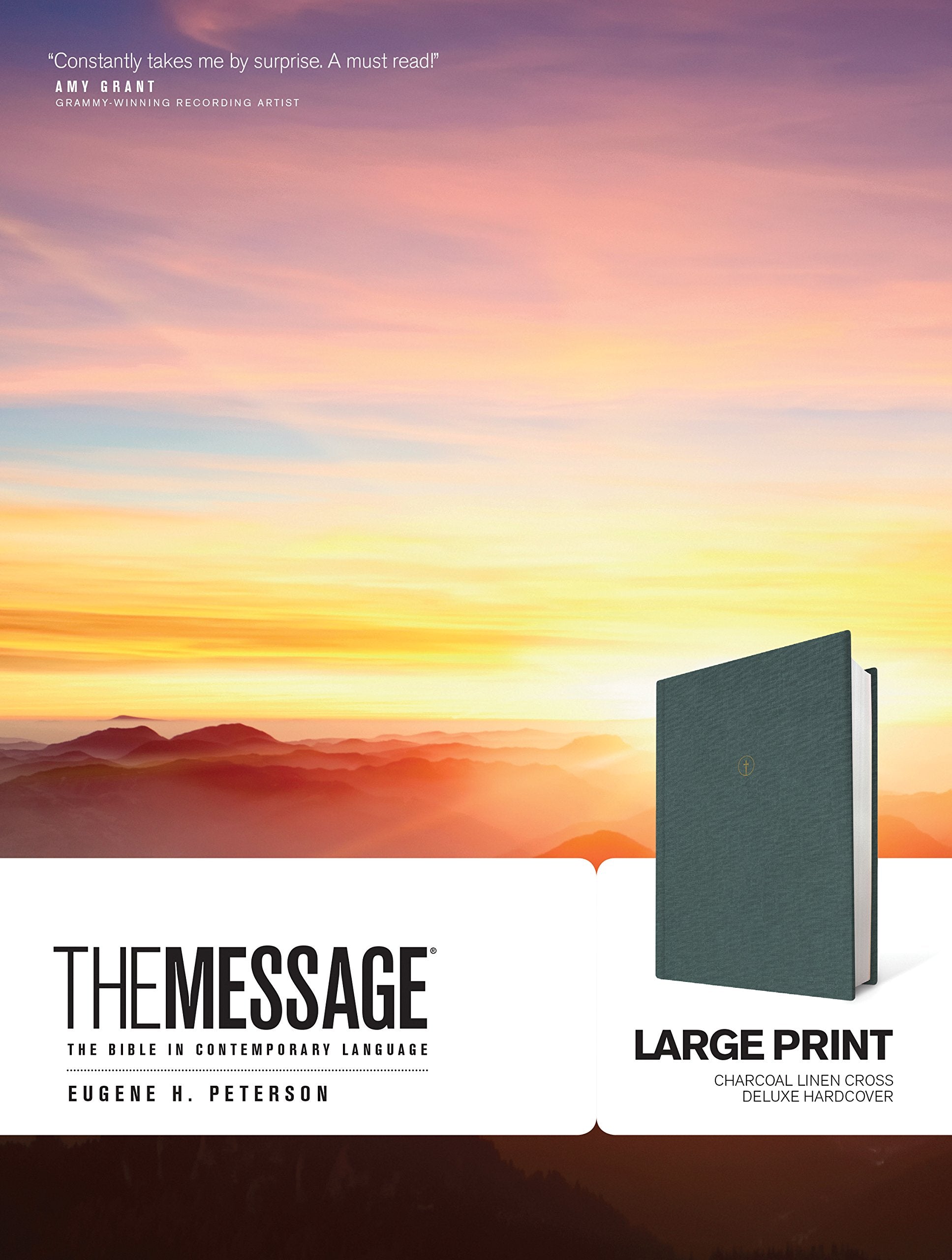 The Message Large Print (Hardcover Deluxe Charcoal Linen Cross): The Bible in Contemporary Language 9781641581226