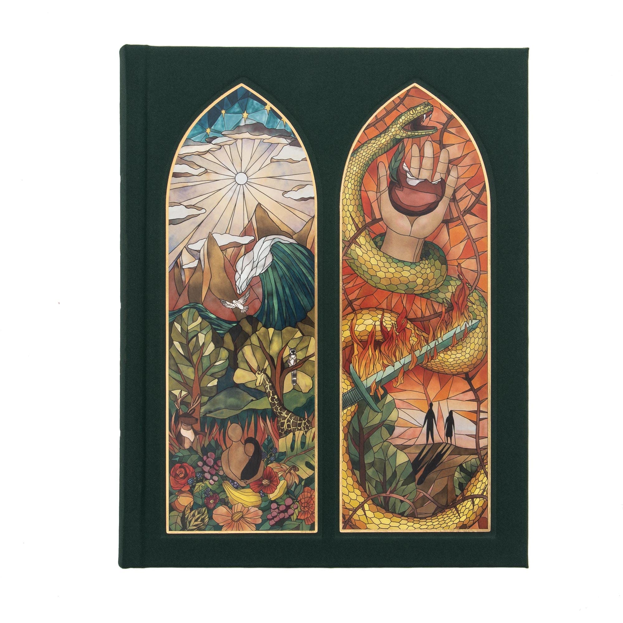 CSB Notetaking Bible, Stained Glass Edition, Emerald Cloth-Over-Board, Black Letter, Wide Margins, Journaling Space, Single-Column 9781087762500